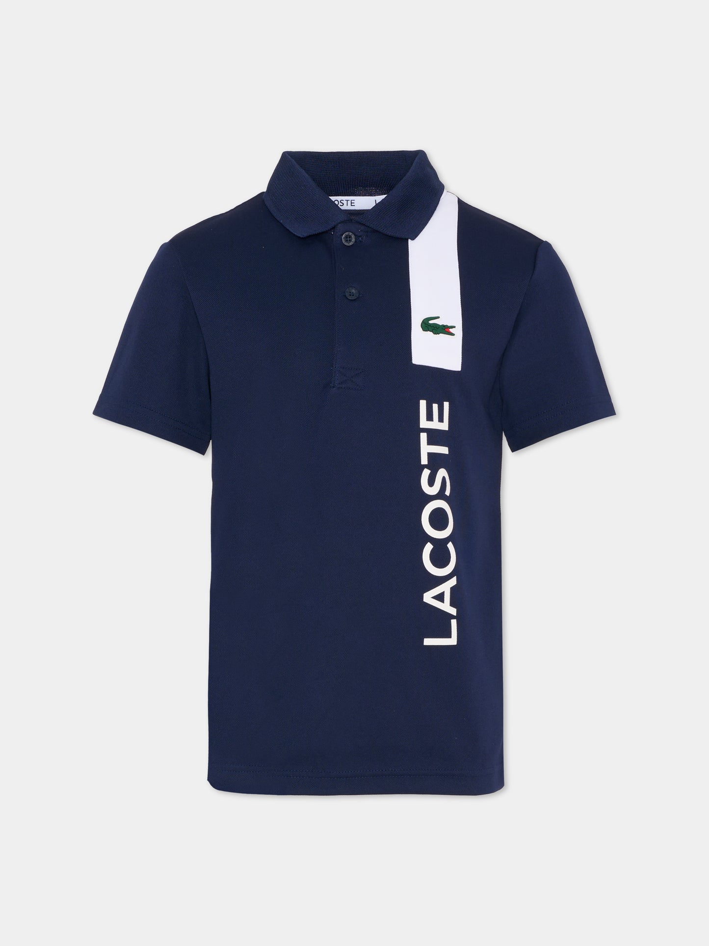 Polo blu per bambino con coccodrillo e logo,Lacoste,DJ8487 R26