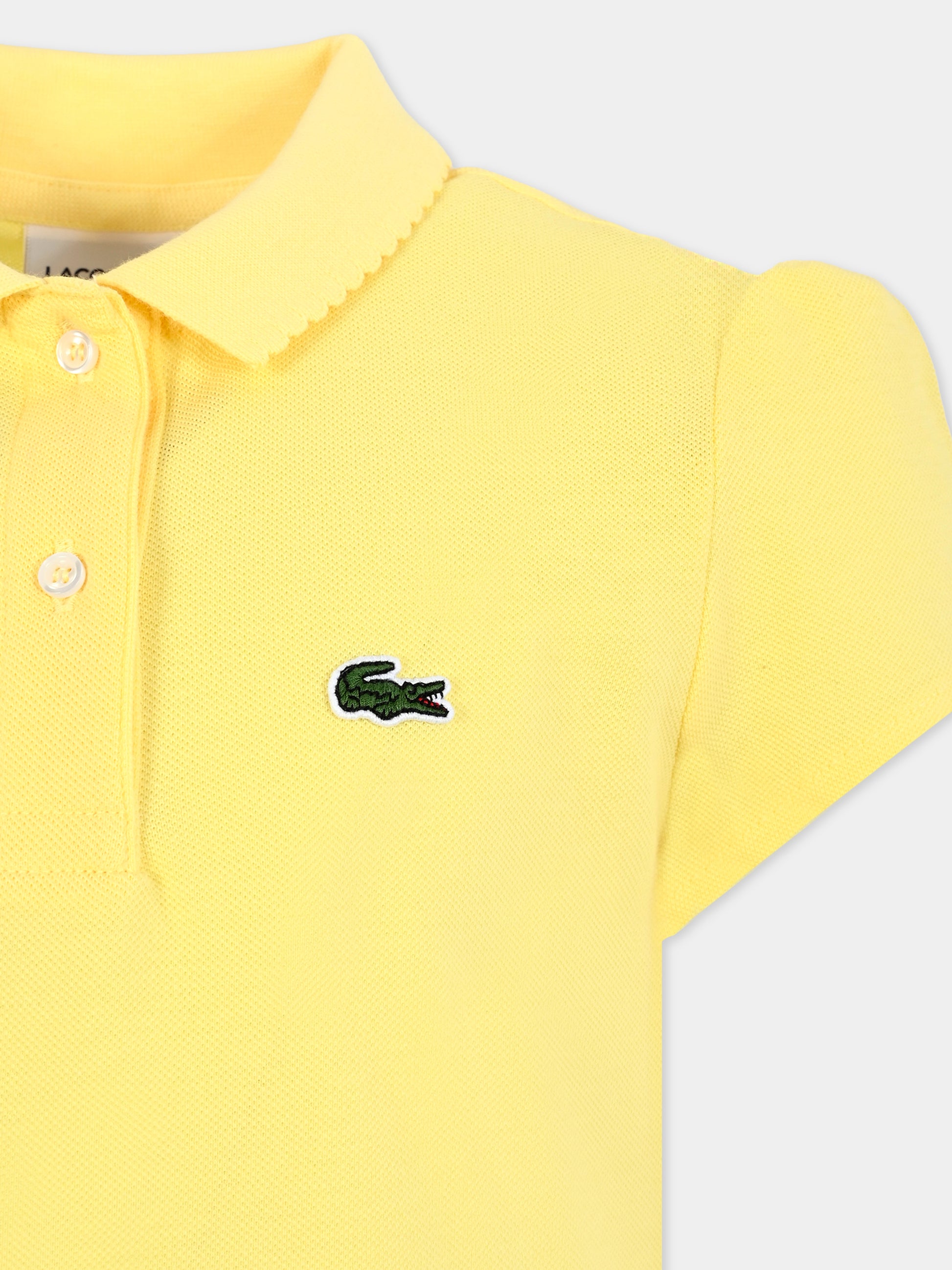 Polo gialla per bambina con coccodrillo,Lacoste,PJ3594 107