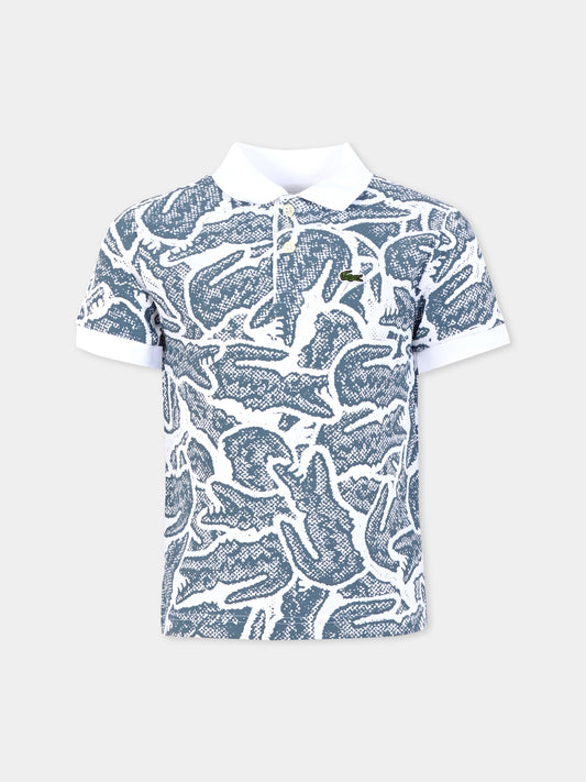 Polo bianca per bambino con coccodrillo all over,Lacoste,PJ8466 I0N