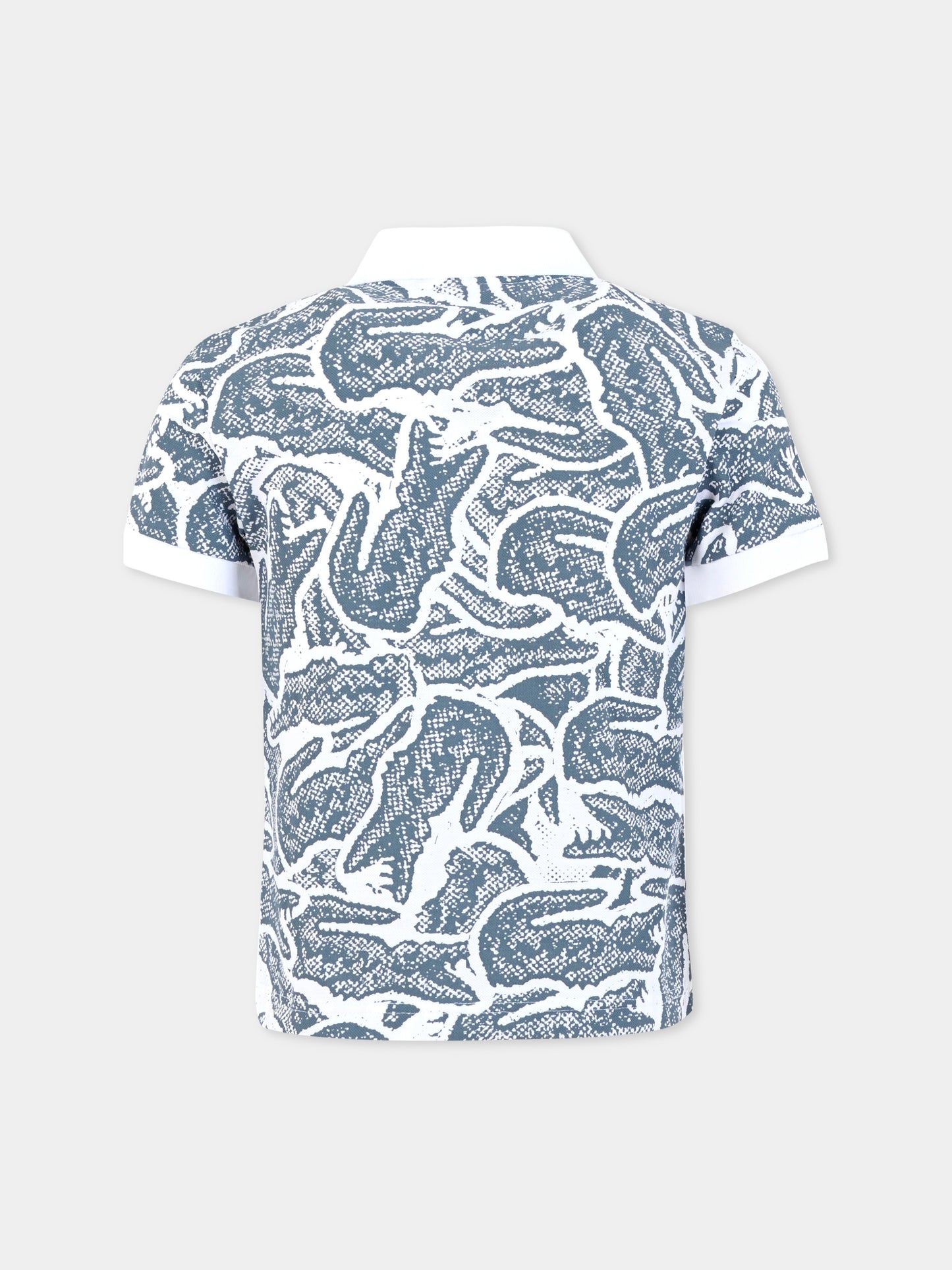 Polo bianca per bambino con coccodrillo all over,Lacoste,PJ8466 I0N