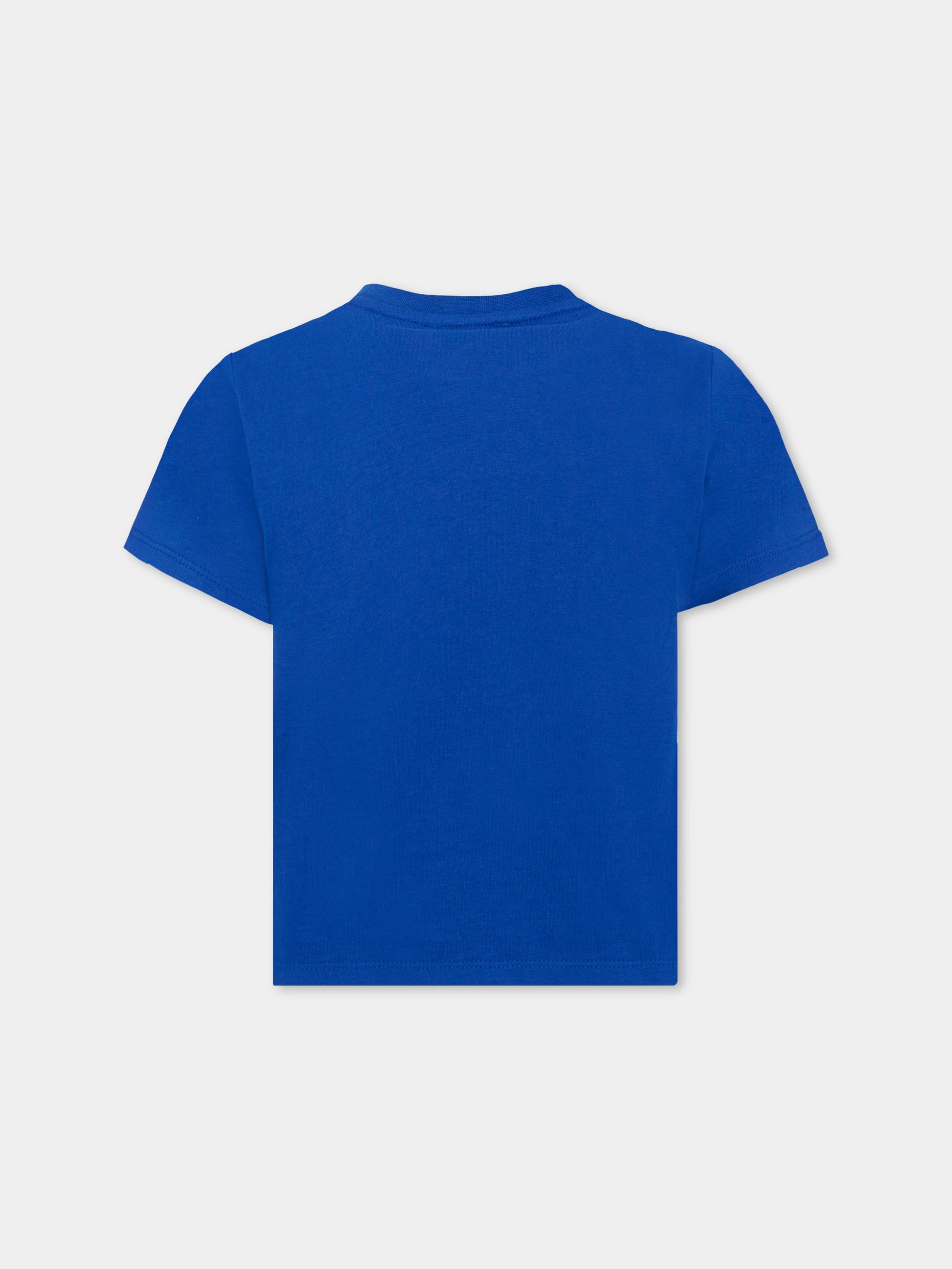 T-shirt blu per bambino con elefante,Kenzo Kids,K61165 829