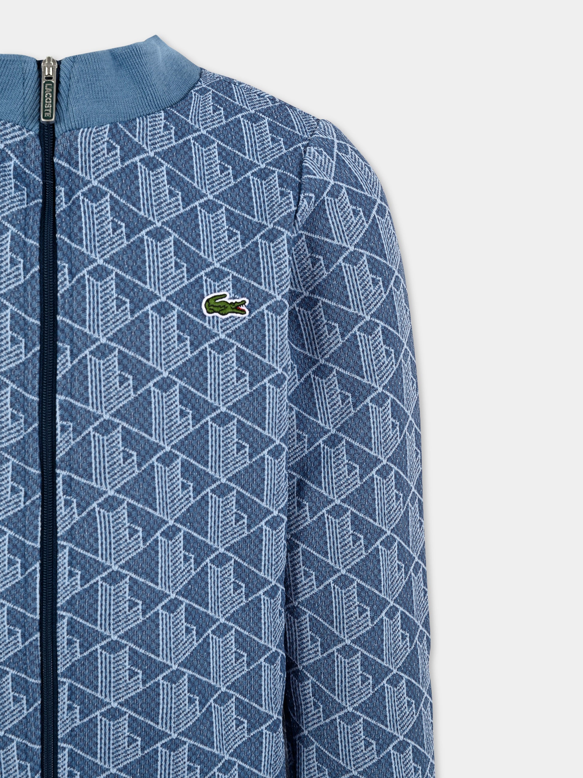 Felpa azzurra per bambini con logo all over,Lacoste,SJ1233 HGI