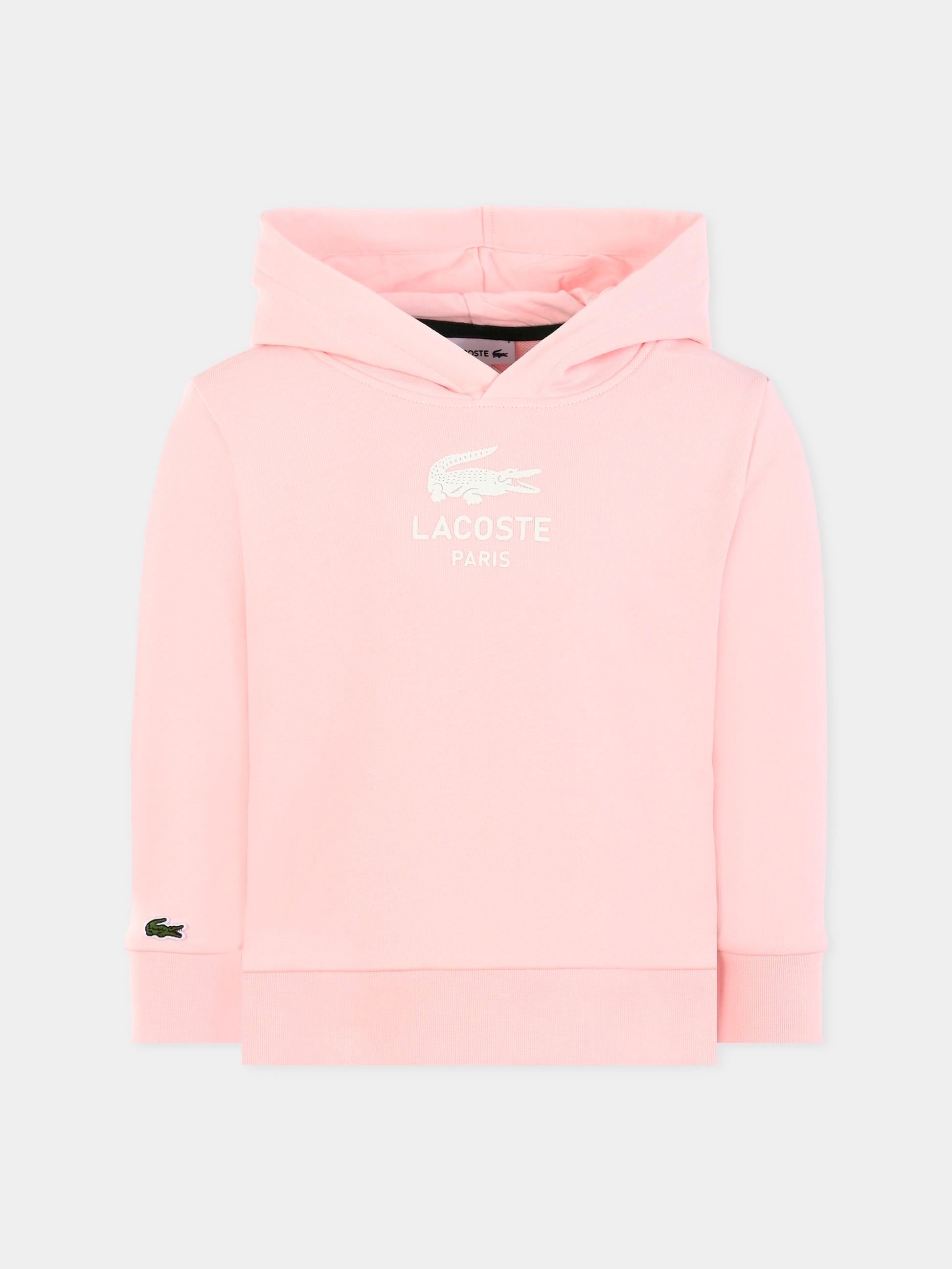 Felpa rosa per bambina con coccodrillo e logo,Lacoste,SJ3004 T03