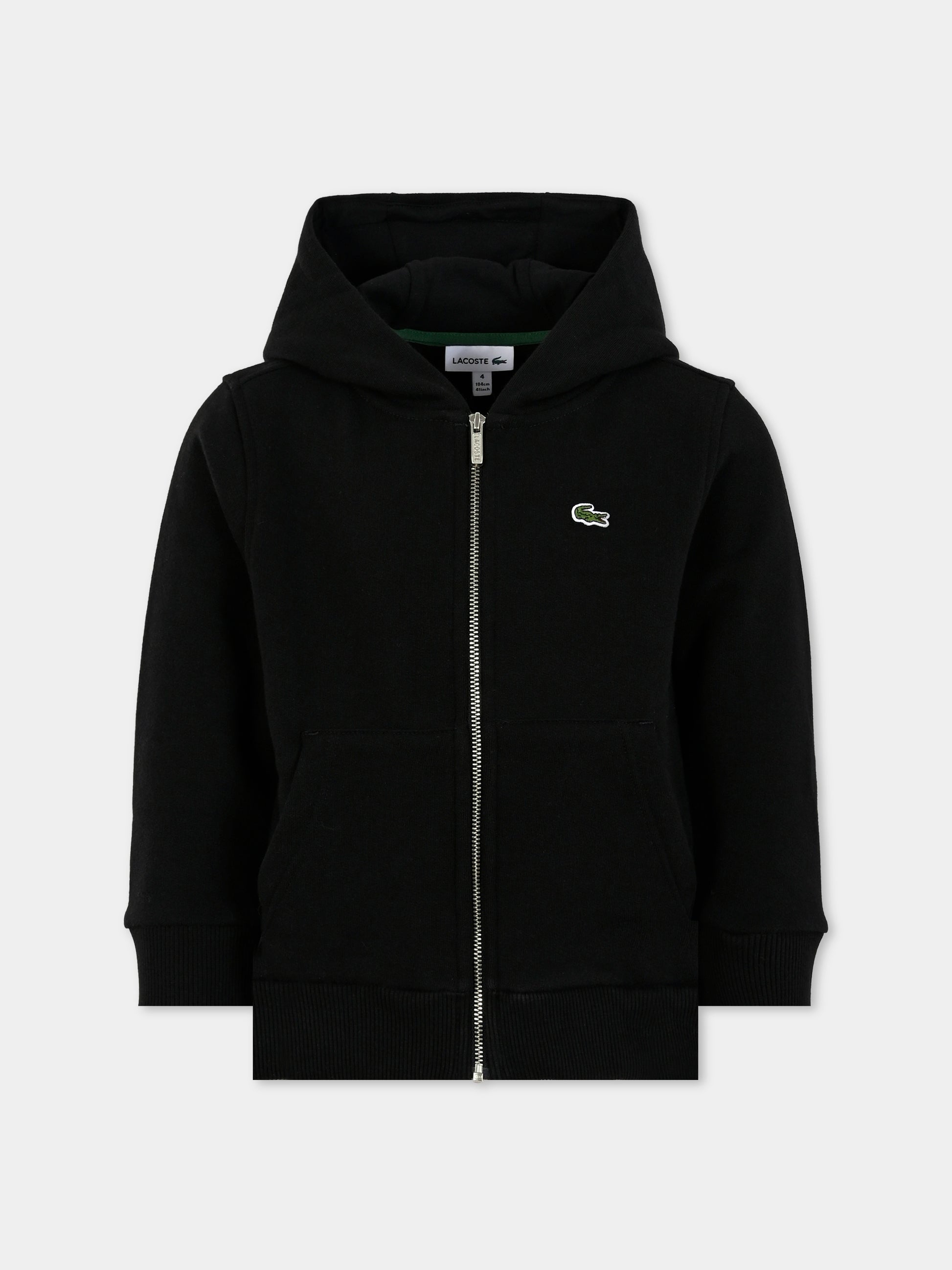 Felpa nera per bambini con coccodrillo,Lacoste,SJ9723 031