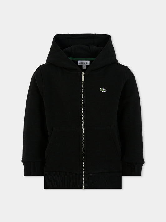 Felpa nera per bambini con coccodrillo,Lacoste,SJ9723 031