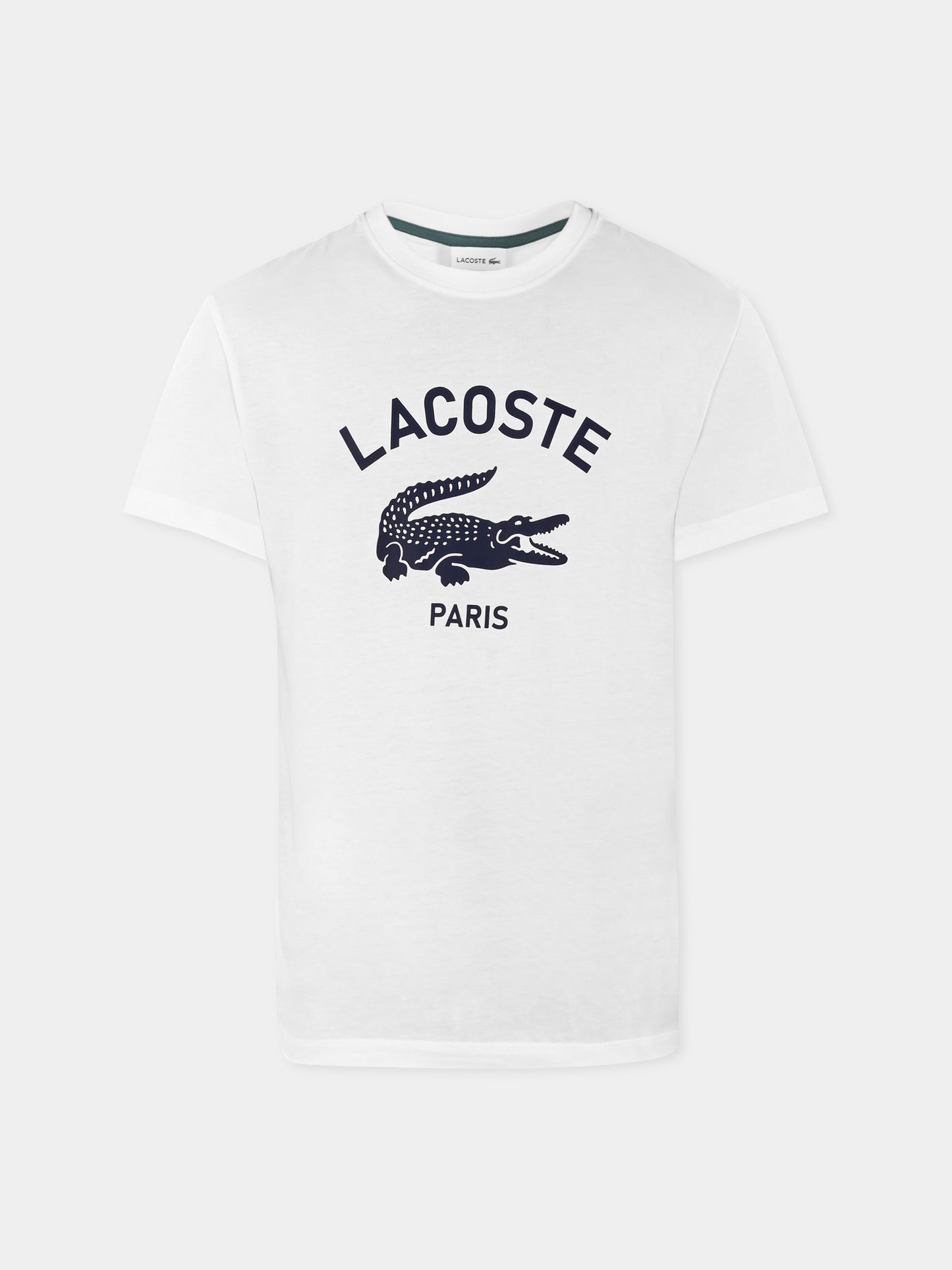 T-shirt bianca per bambini con logo e coccodrillo,Lacoste,TJ3003 70V
