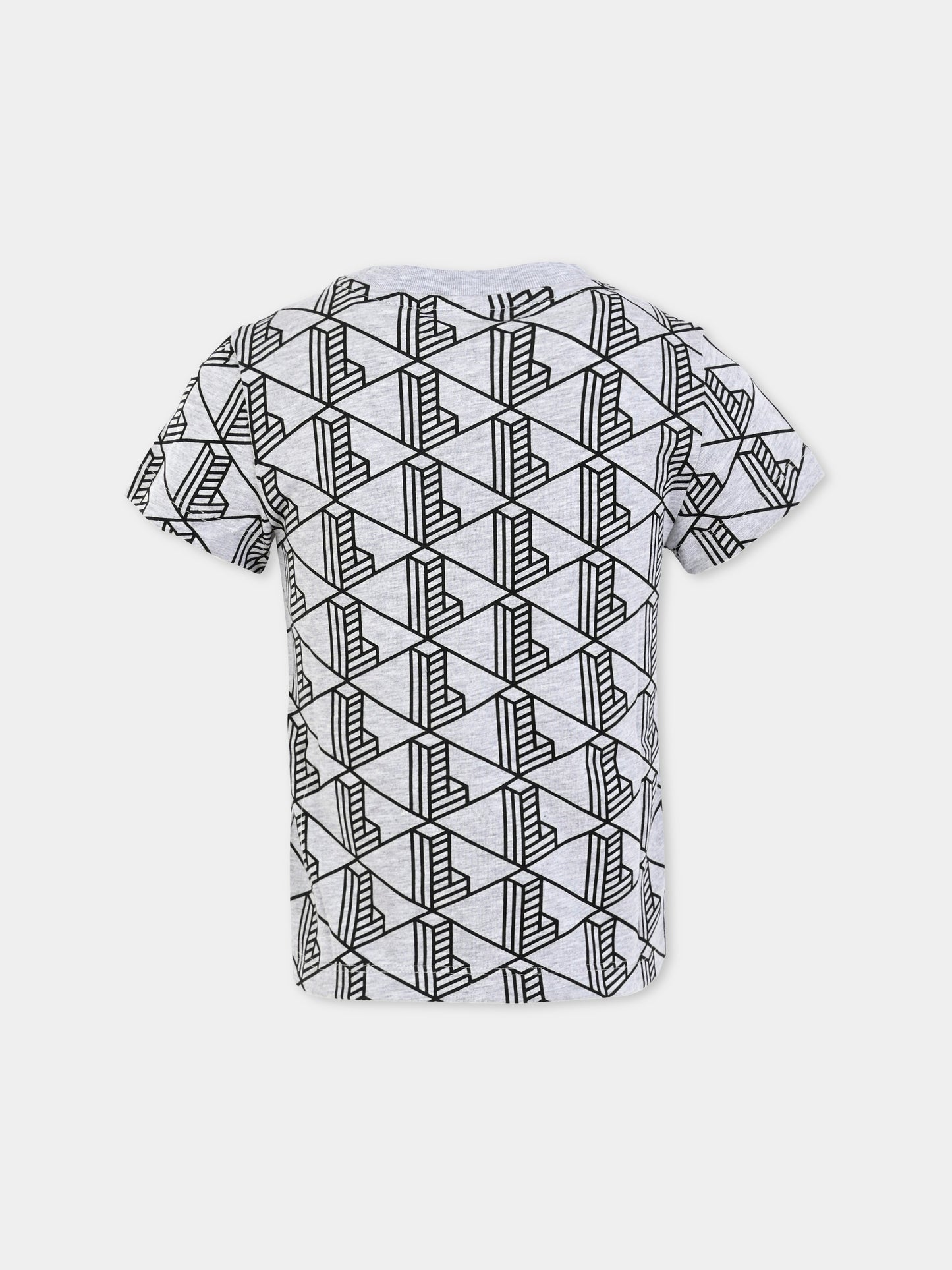 T-shirt grigia per bambini con monogramma all over,Lacoste,TJ8411 80P