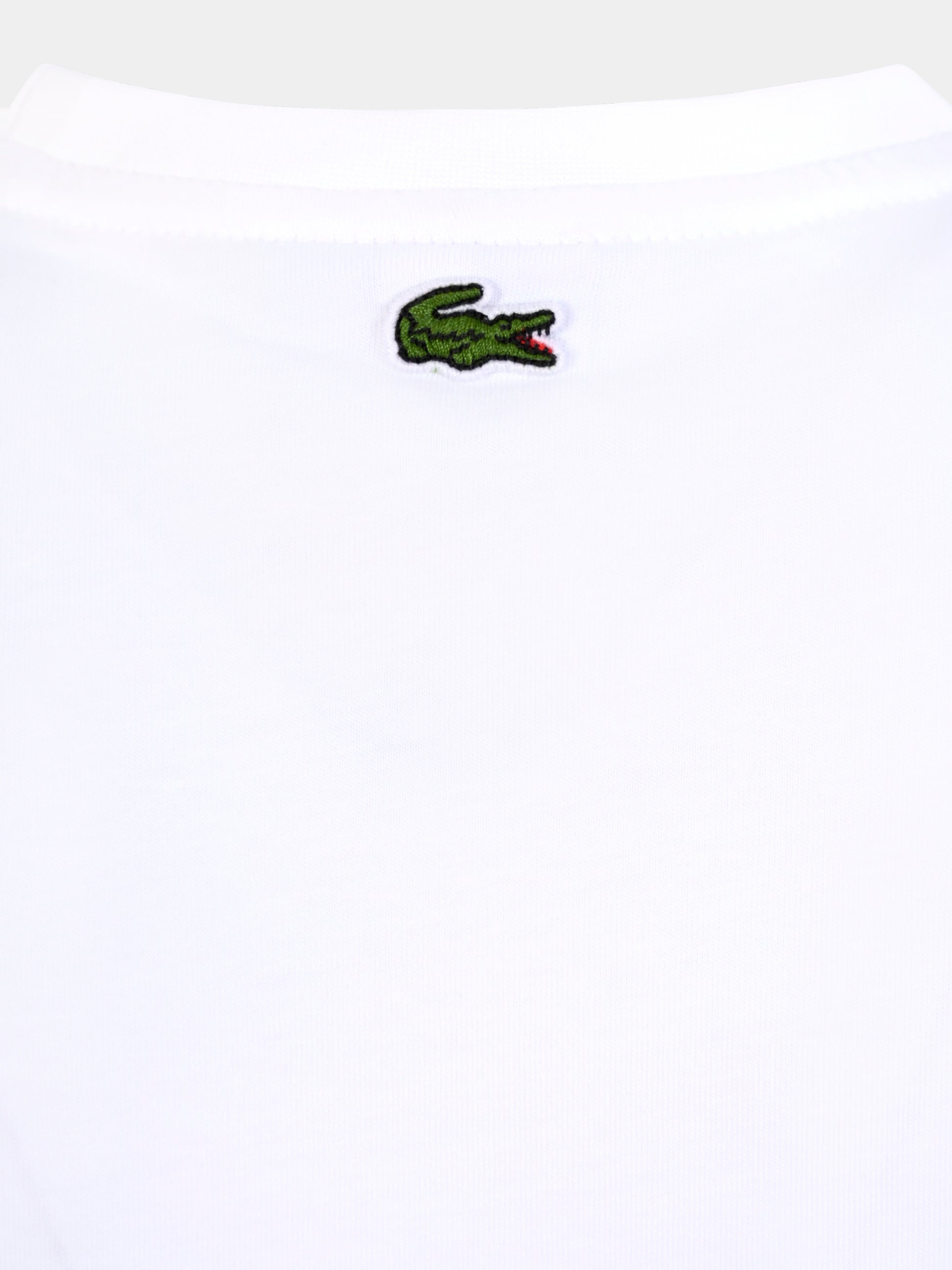 T-shirt bianca per bambini con coccodrillo verde,Lacoste,TJ8460 001