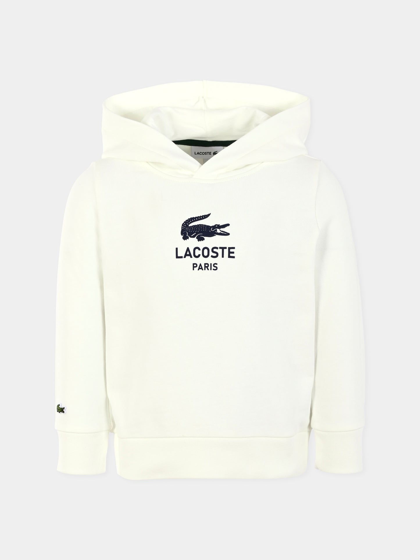 Felpa bianca per bambini con coccodrillo e logo,Lacoste,SJ3004 70V