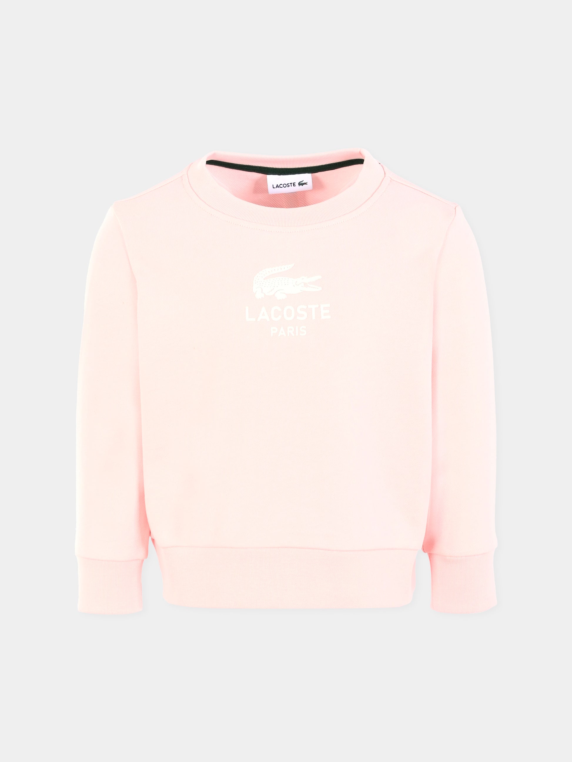 Felpa rosa per bambina con logo e coccodrillo,Lacoste,SJ3005 T03