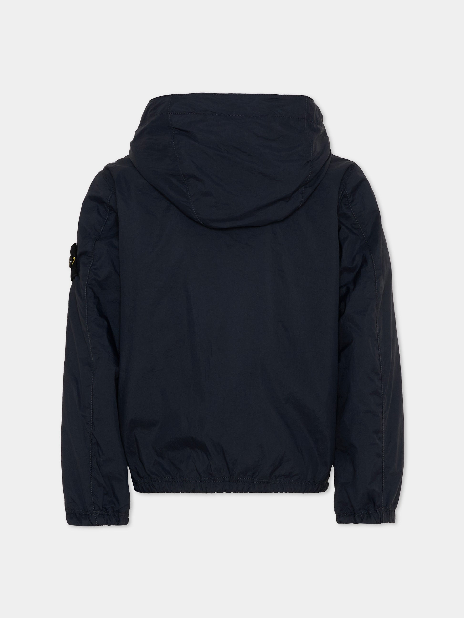 Giacca a vento blu per bambini con Compass Patch,Stone Island Junior,L1S16 4100012 S0203 - V0020