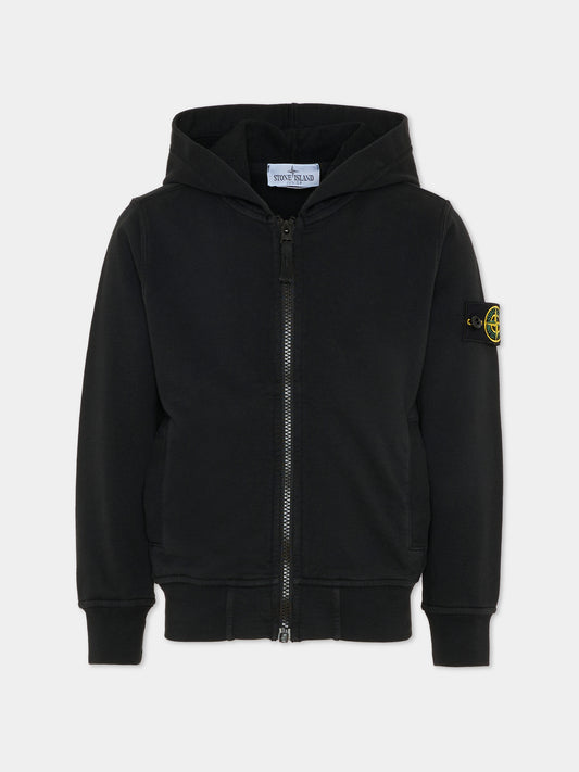 Felpa nera per bambini con bussola,Stone Island Junior,L1S16 6100004 S0040 - V0029