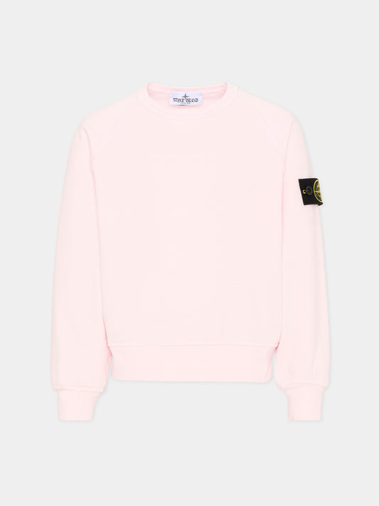 Felpa rosa per bambina con Compass Patch,Stone Island Junior,L1S16 6100015 S0040 - V0080