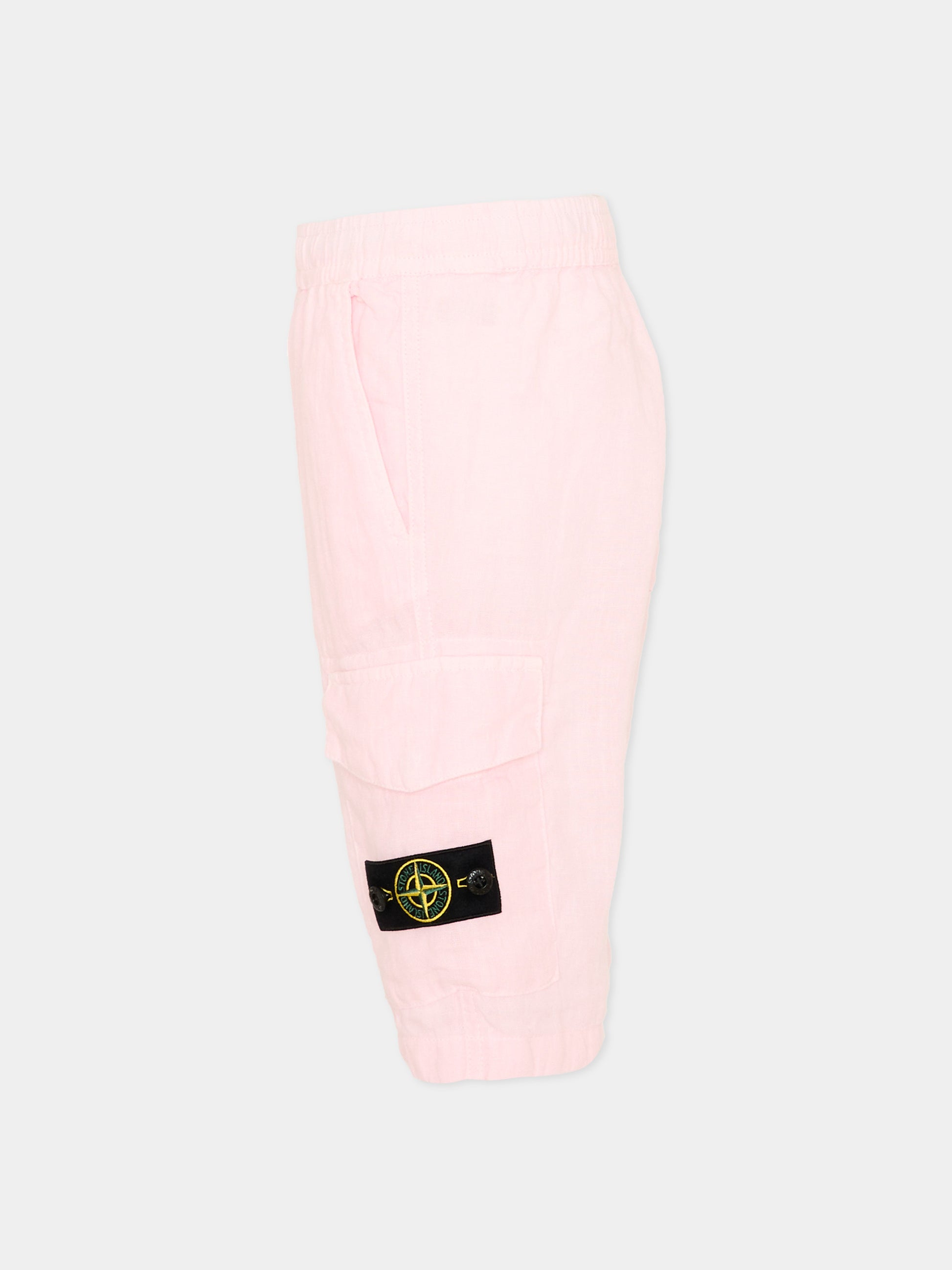 Shorts rosa per bambino con patch logo,Stone Island Junior,L1S16 L100001 S0145 - V0080