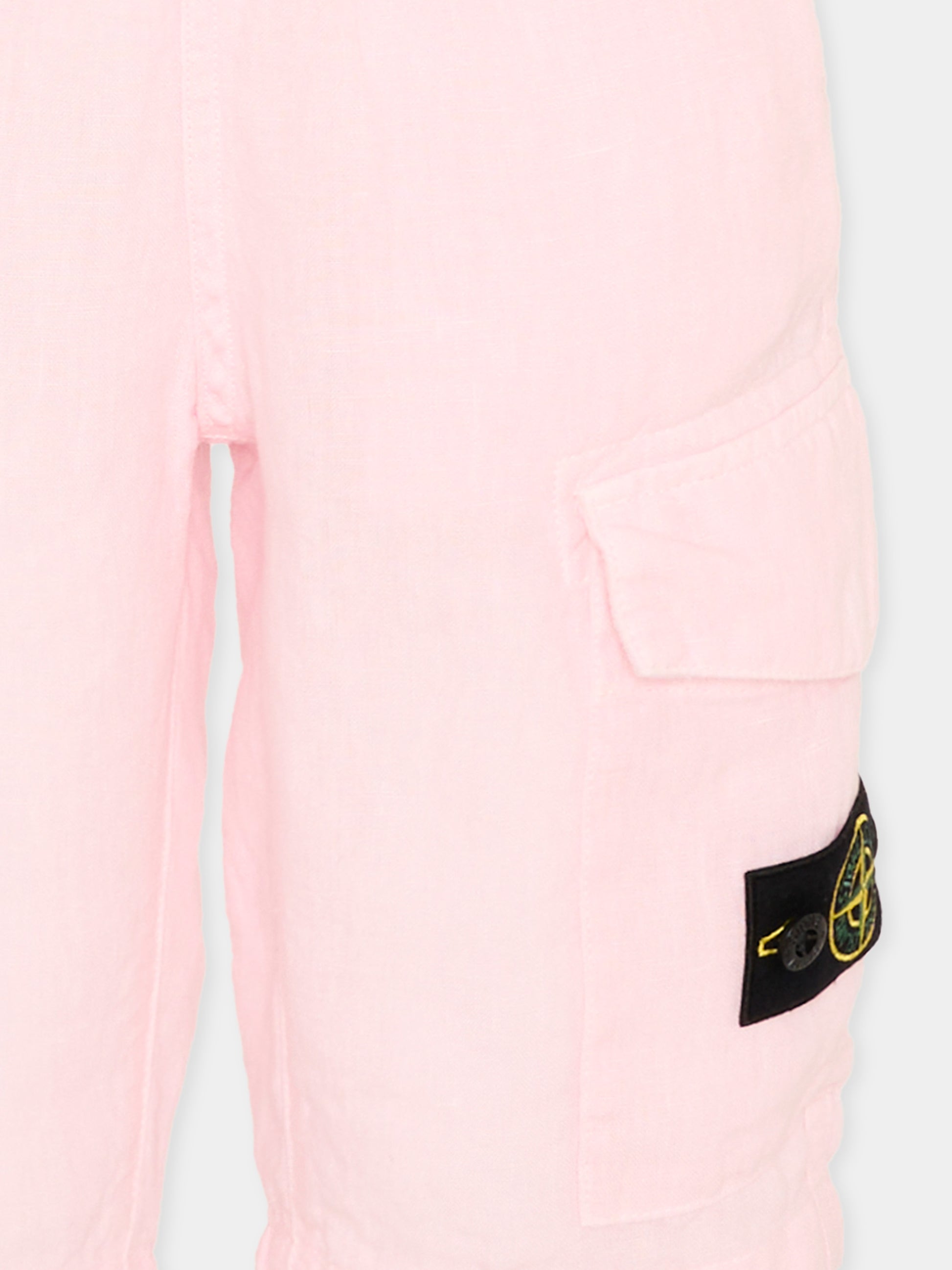 Shorts rosa per bambino con patch logo,Stone Island Junior,L1S16 L100001 S0145 - V0080
