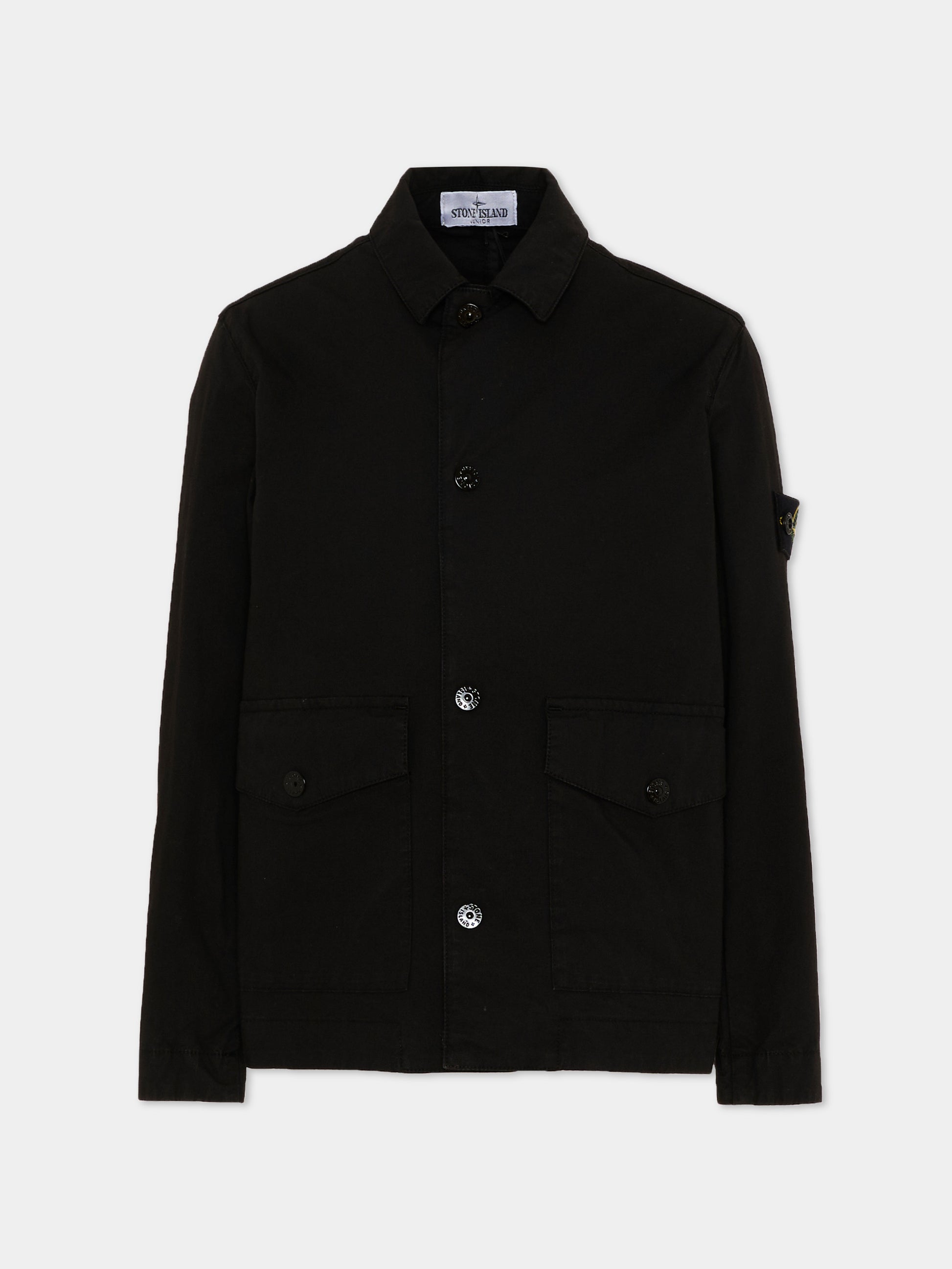 Giacca nera per bambino con compass patch,Stone Island Junior,L1S16 A100001 S0001 - V0029