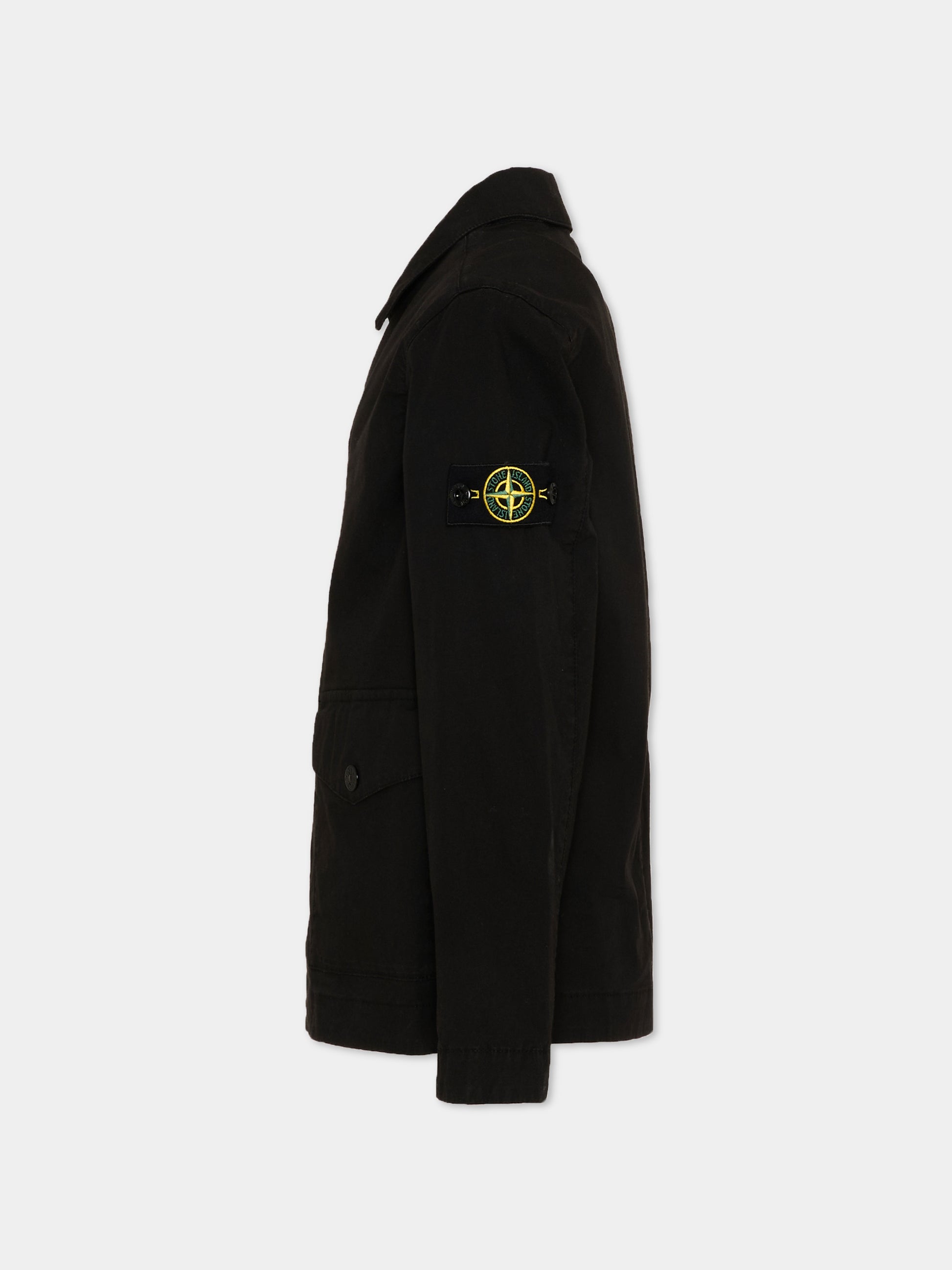 Giacca nera per bambino con compass patch,Stone Island Junior,L1S16 A100001 S0001 - V0029