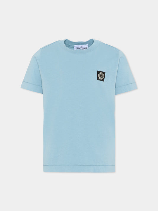 T-shirt celeste per bambino con logo,Stone Island Junior,L1S16 2100002 S0047 - V004A