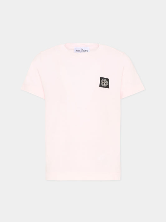 T-Shirt rosa per bambini con logo patch,Stone Island Junior,L1S16 2100002 S0047 - V0080