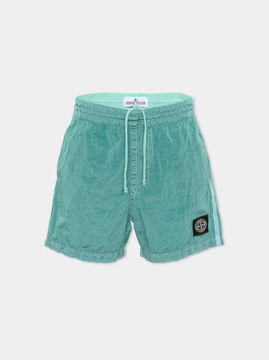 Boxer mare azzurro per bambino con logo,Stone Island Junior,L1S16 B100002 S0043 - V0044