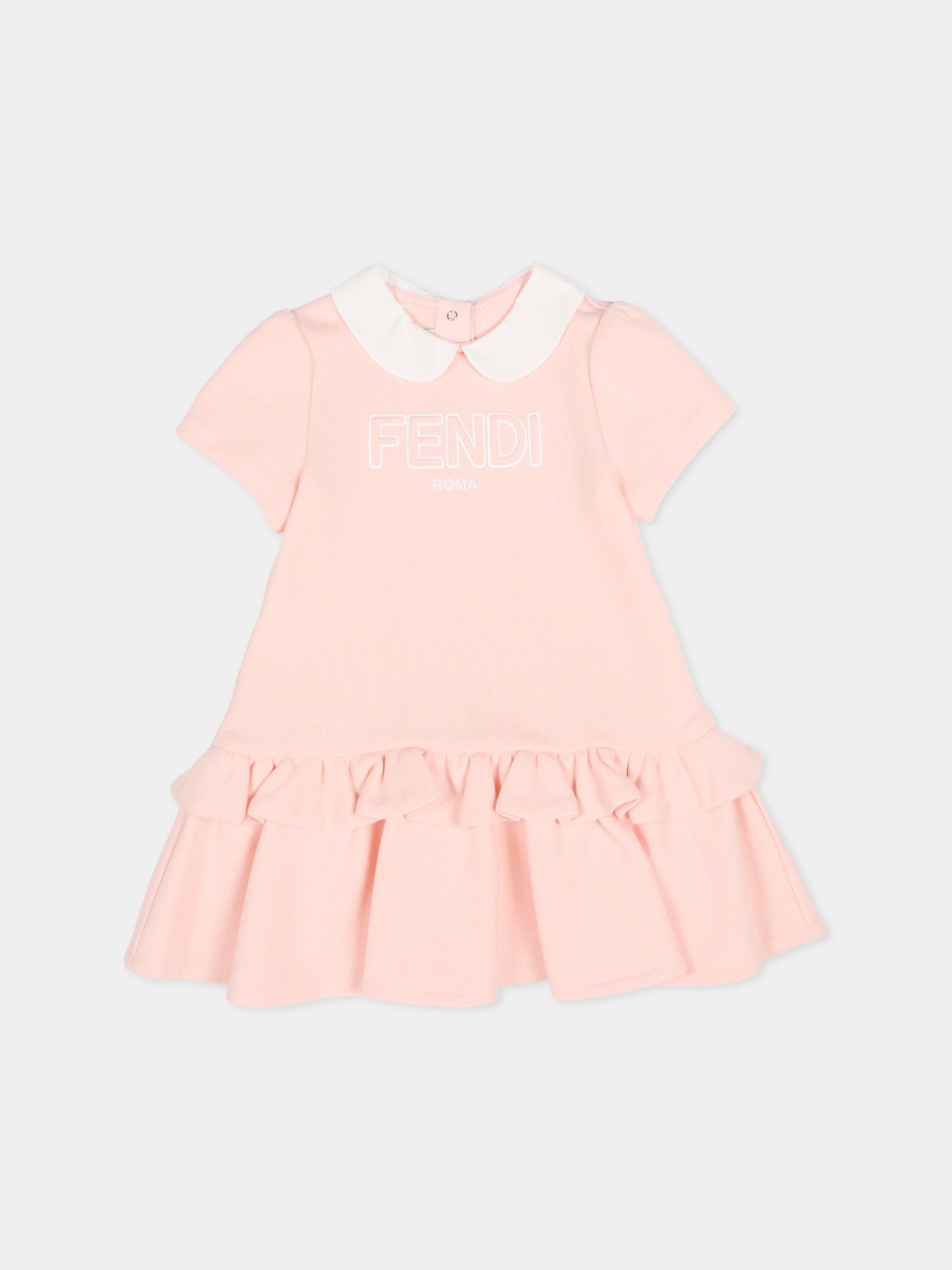 Vestito rosa per neonata con logo,Fendi Kids,BFB564 5V0 F1UL9