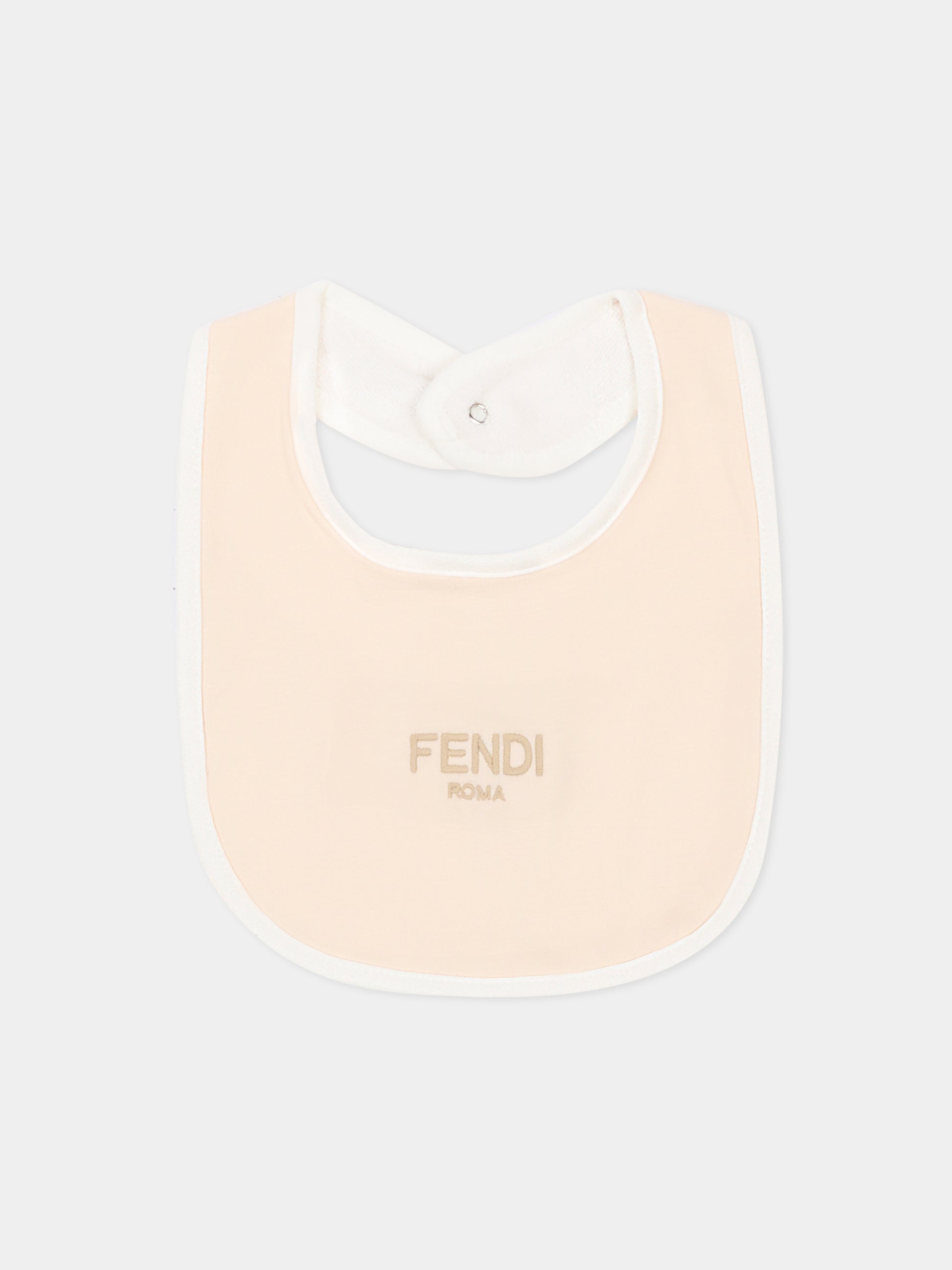 Set tutina beige per neonati con logo ricamato,Fendi Kids,BUK154 ST8 F19J5