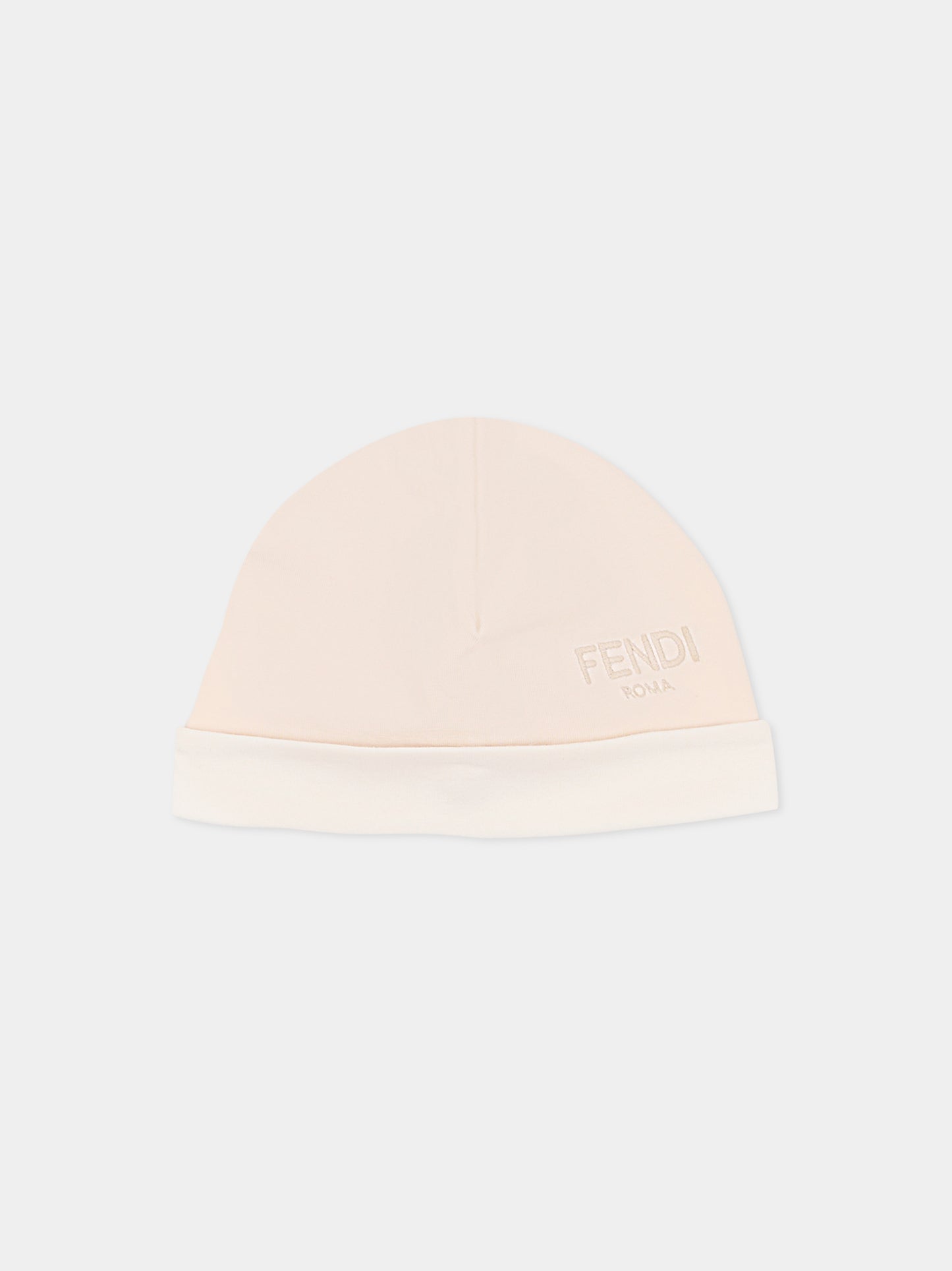 Set tutina beige per neonati con logo ricamato,Fendi Kids,BUK154 ST8 F19J5