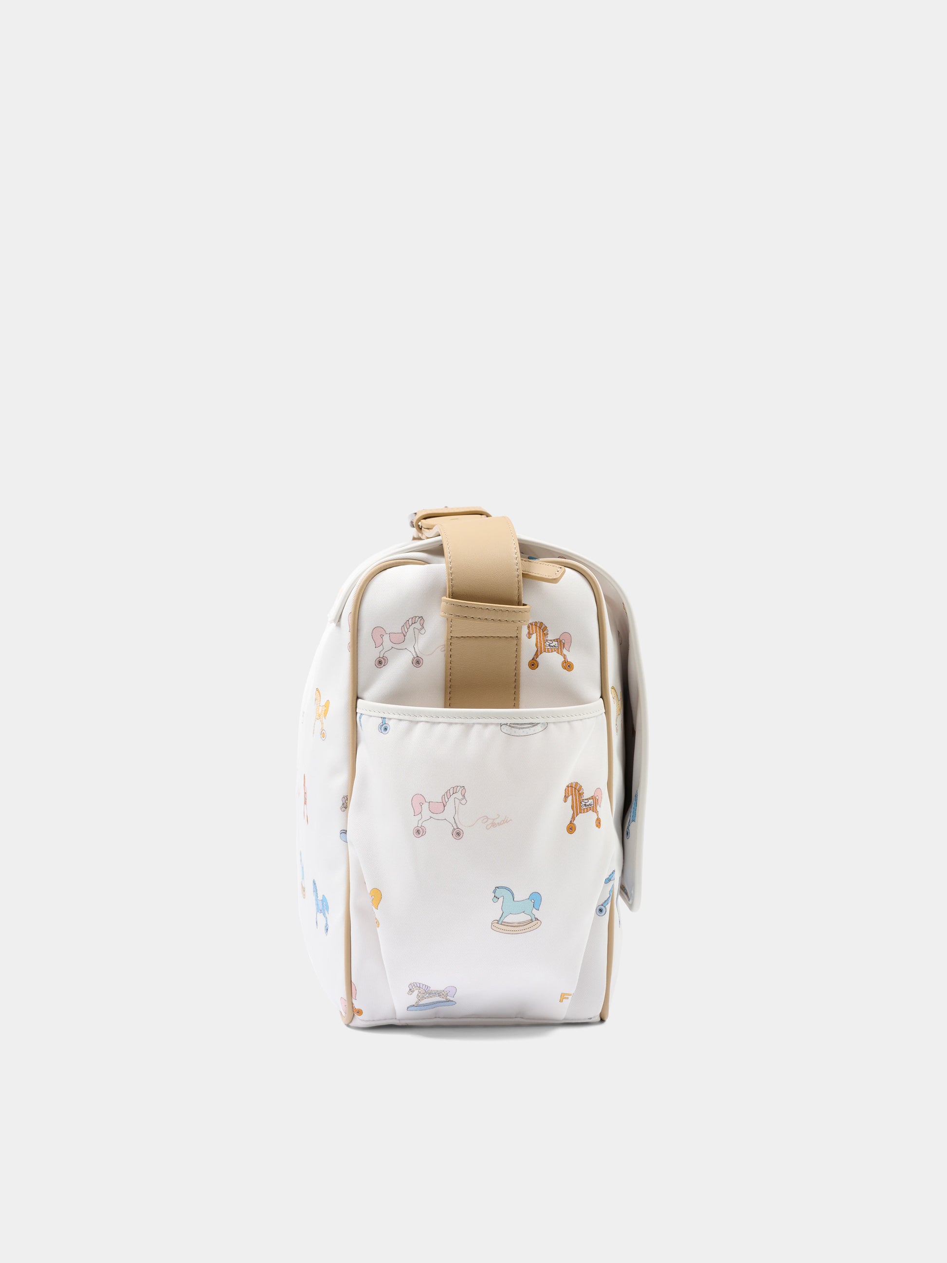 Borsa mamma bianca per neonati con cavallini,Fendi Kids,7VB020 ARE2 F1V6A