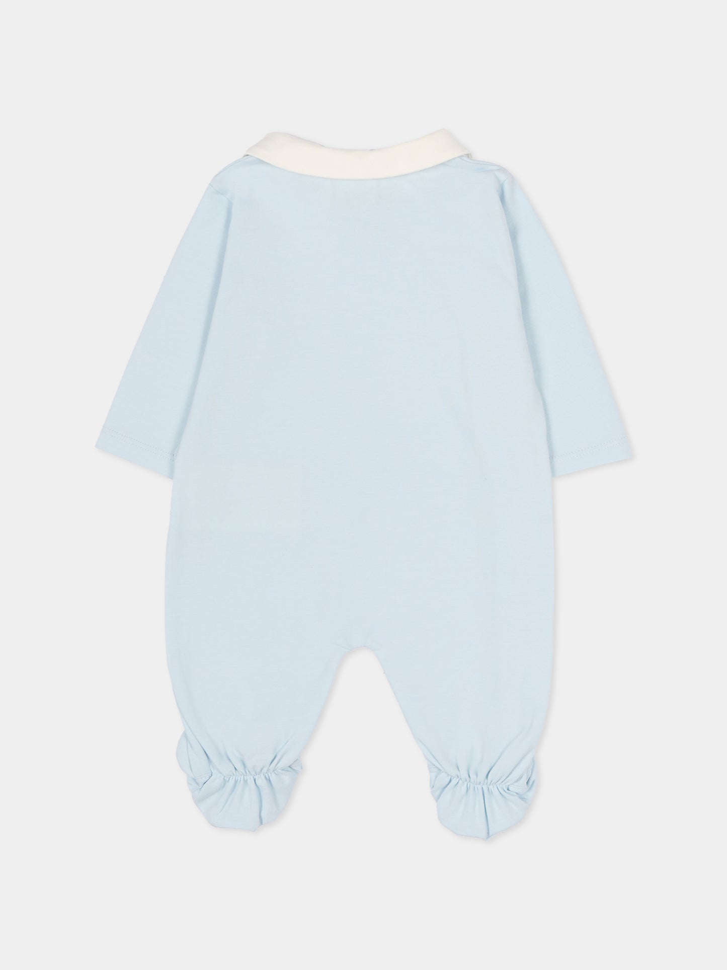 Set tutina celeste per neonato con logo ricamato,Fendi Kids,BUK154 ST8 F19J4