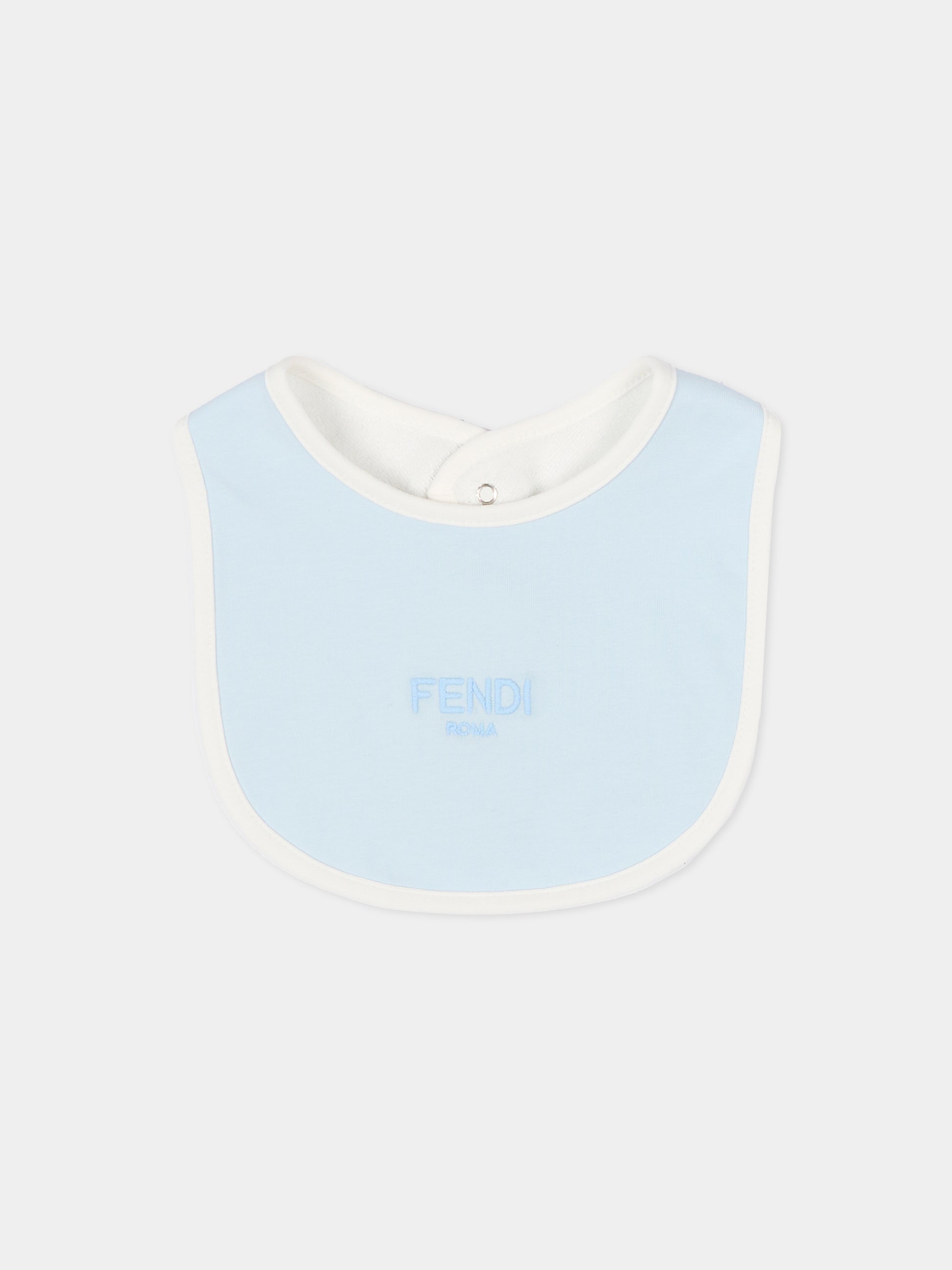 Set tutina celeste per neonato con logo ricamato,Fendi Kids,BUK154 ST8 F19J4