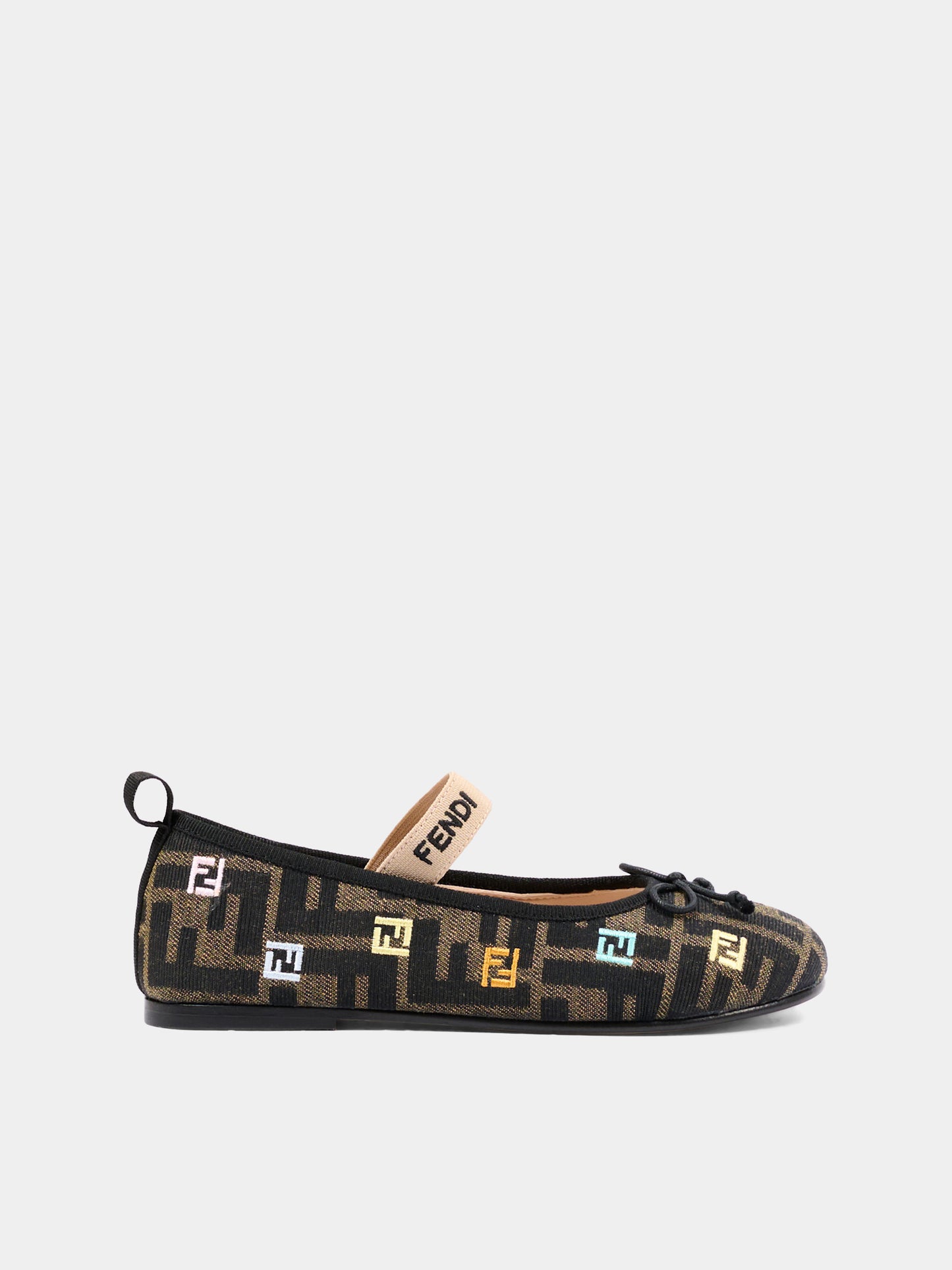 Ballerine marroni per bambina monogram,Fendi Kids,JFR566 AWK2 F1HFI