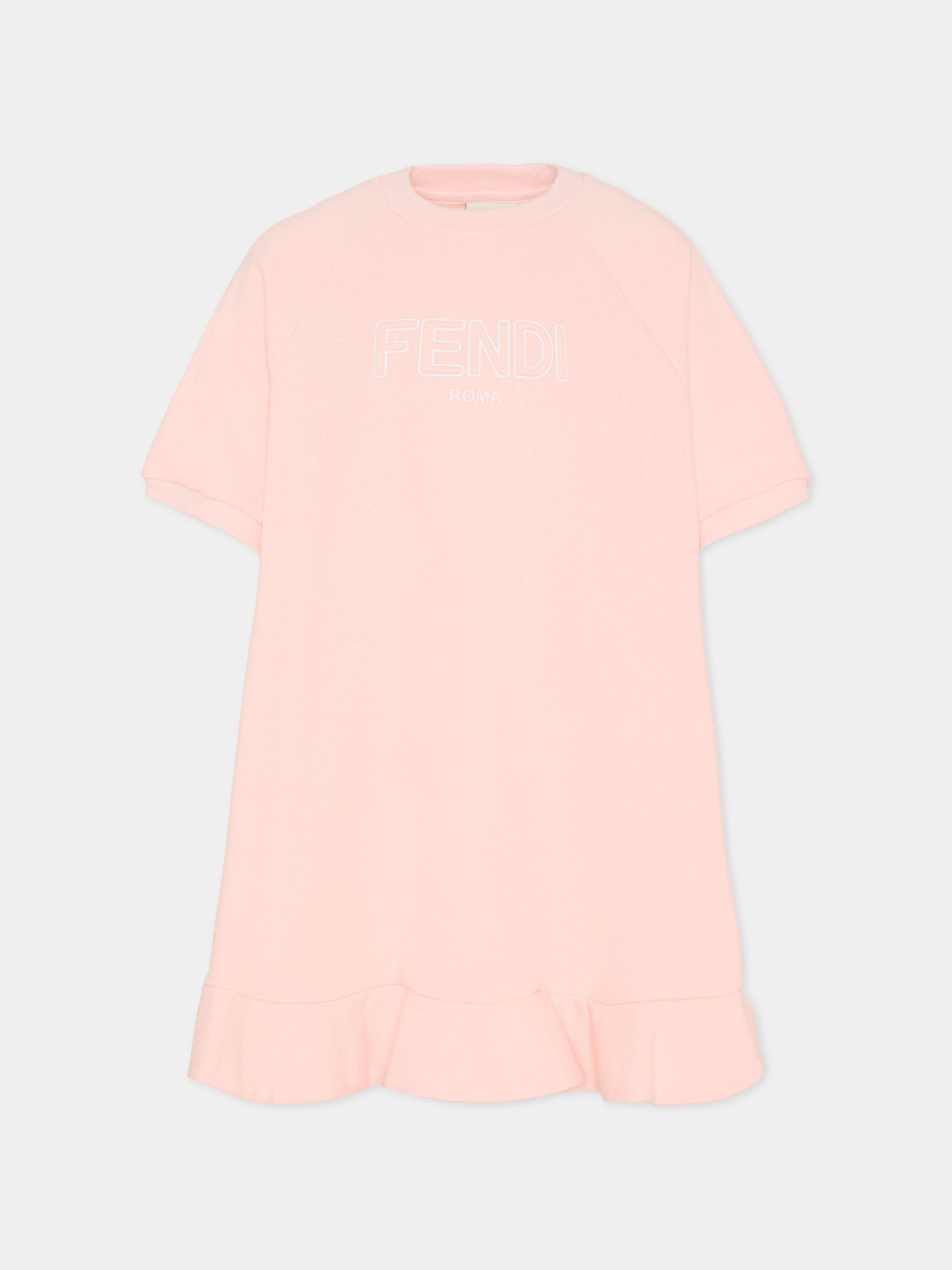 Vestito rosa per bambina con logo,Fendi Kids,JFB836 5V0 F1UL9