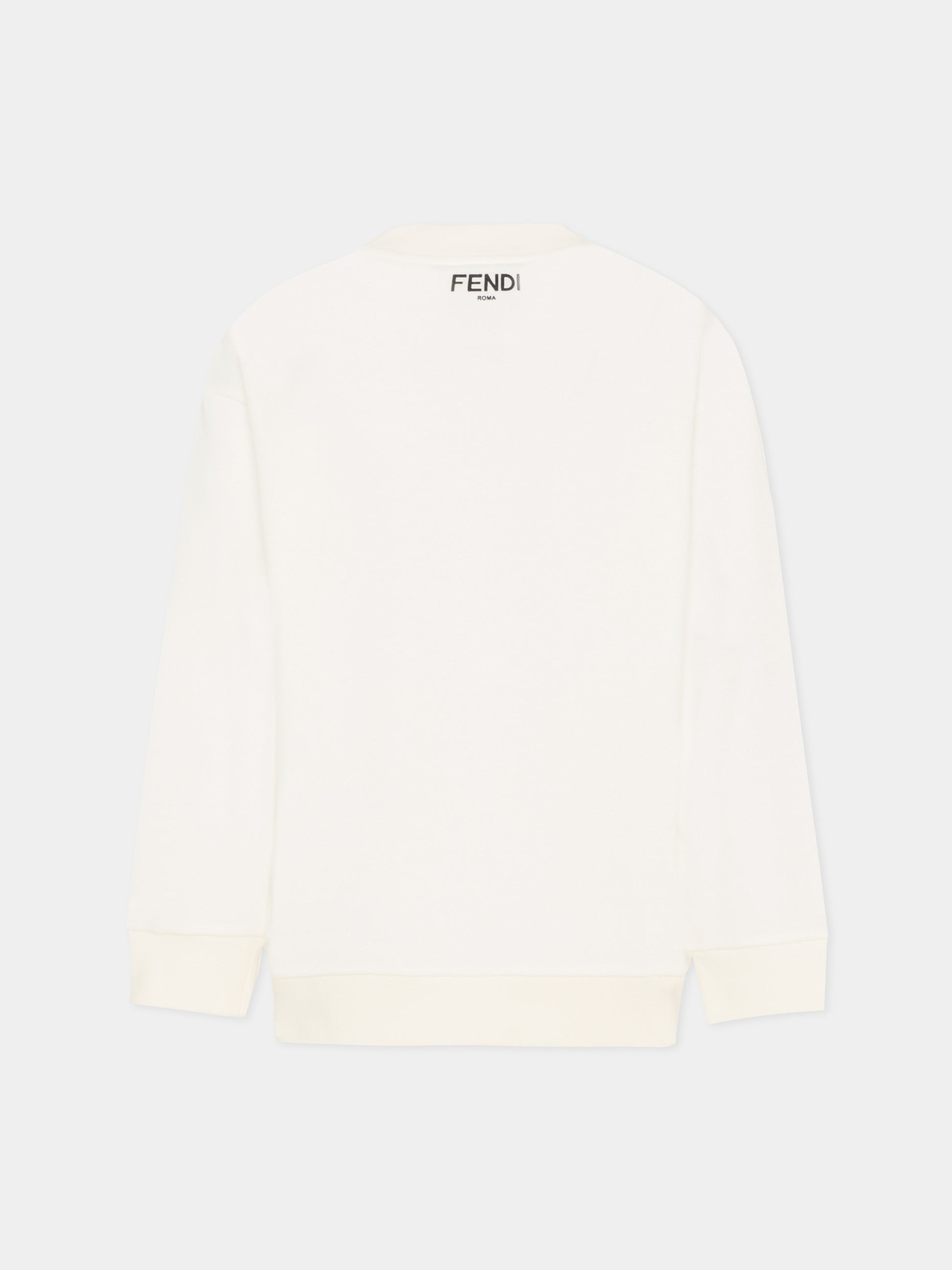 Felpa avorio per bambina con stampa fiocco,Fendi Kids,JFH163 5V0 F0TU9