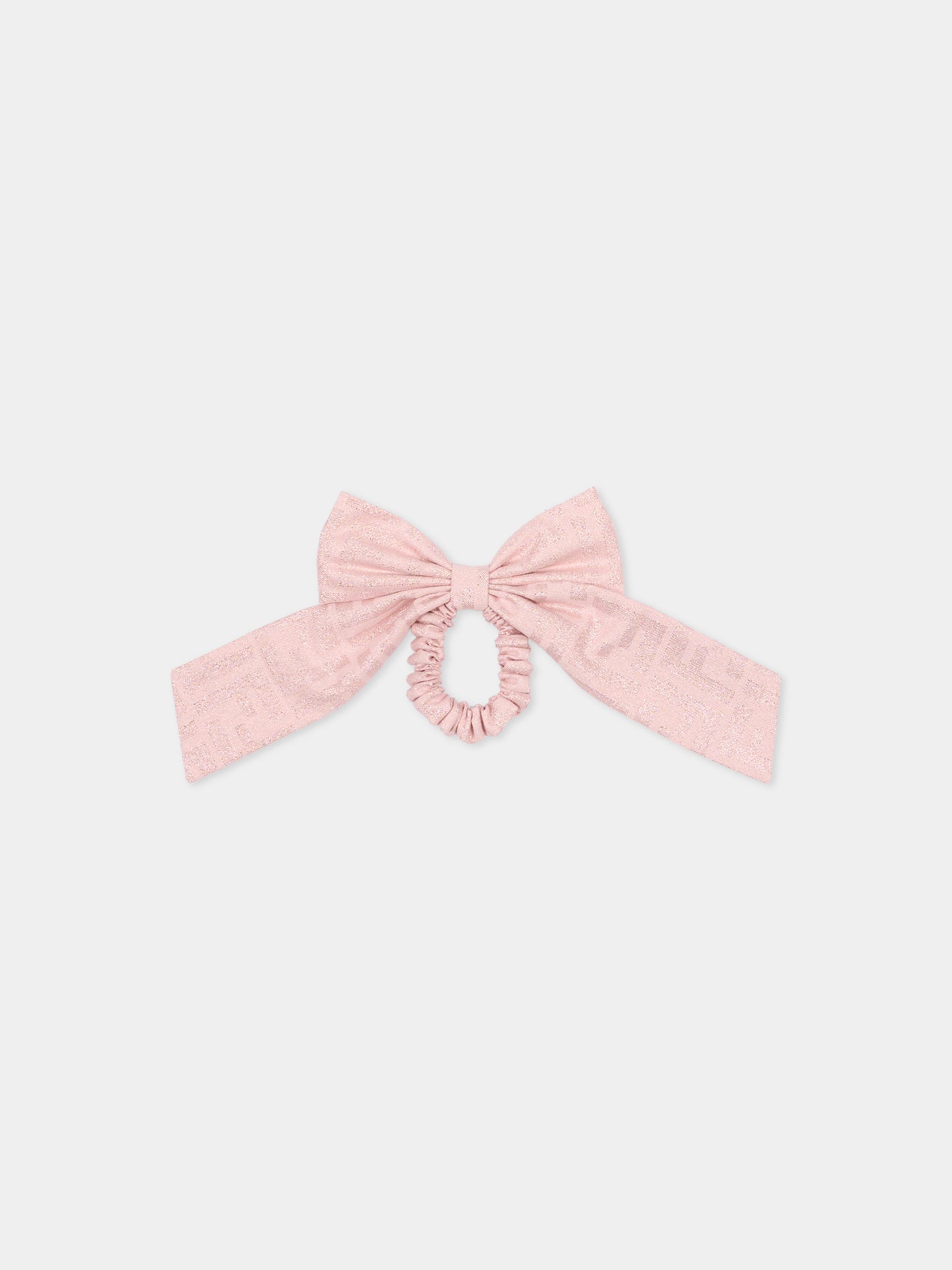 Elastico per capelli rosa per bambina con FF,Fendi Kids,JFP100 AWF9 F0QD1