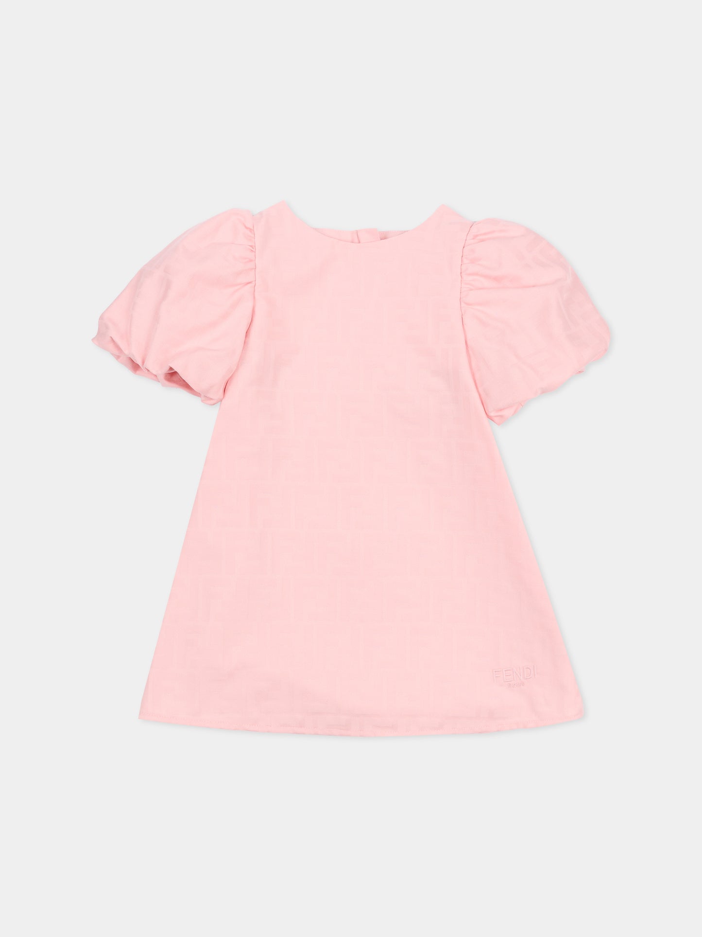 Vestito rosa per neonata con FF,Fendi Kids,BFB591 AS64 F1UL9