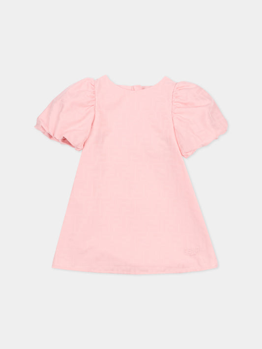 Vestito rosa per neonata con FF,Fendi Kids,BFB591 AS64 F1UL9