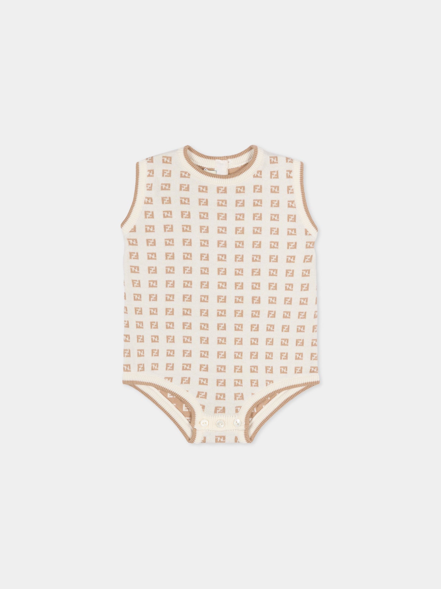 Set body avorio per neonati con FF,Fendi Kids,BUG210 AYMY F1PCP