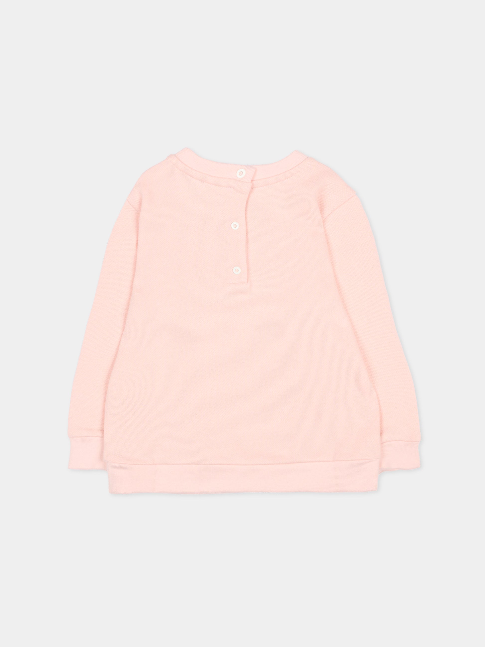 Felpa rosa per neonata con logo,Fendi Kids,BUH089 5V0 F1UL9