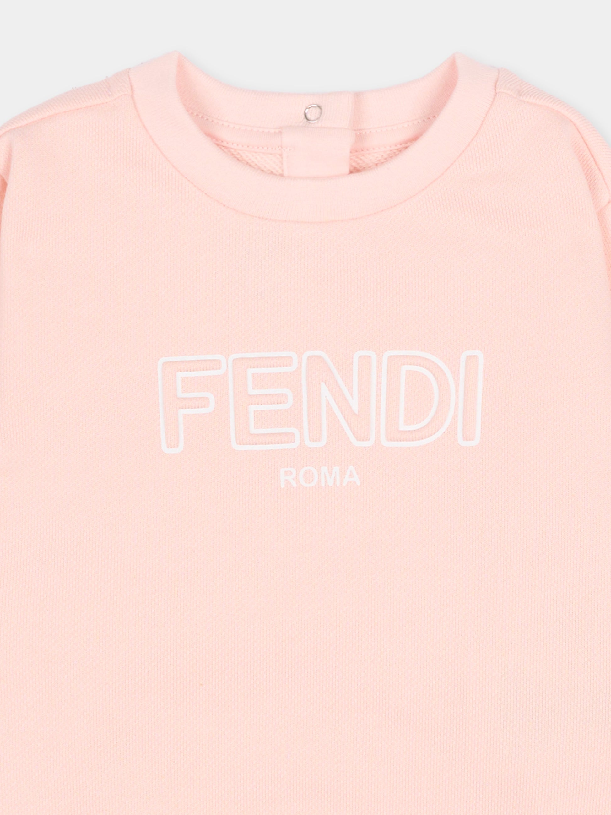 Felpa rosa per neonata con logo,Fendi Kids,BUH089 5V0 F1UL9