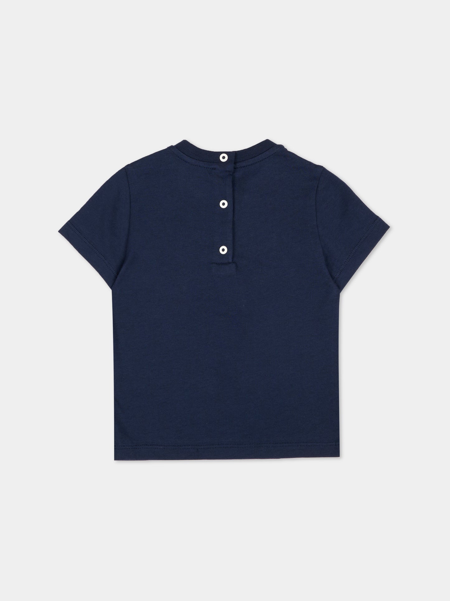 T-shirt blu per neonati con logo,Fendi Kids,BUI110 7AJ F0QG0