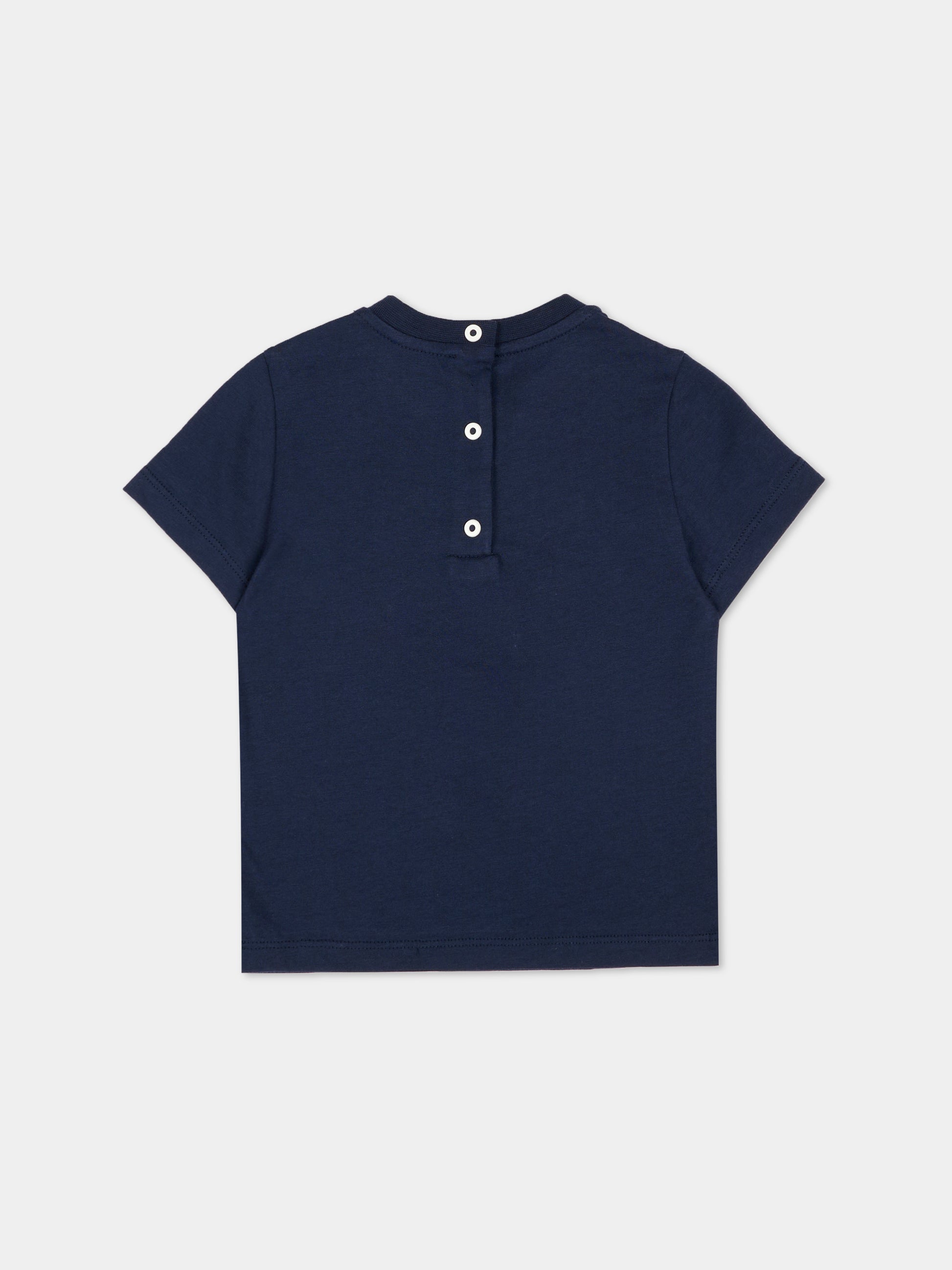 T-shirt blu per neonati con logo,Fendi Kids,BUI110 7AJ F0QG0