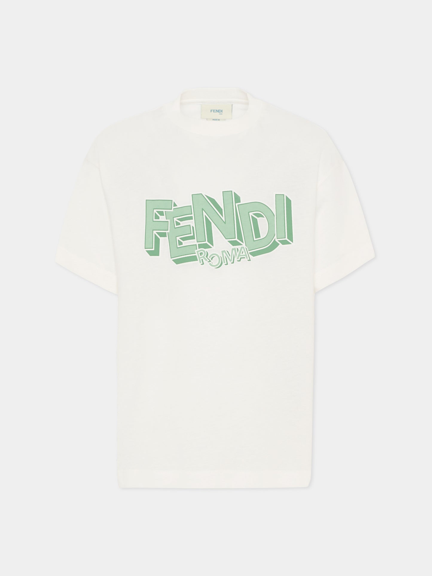 T-shirt avorio per bambino con logo,Fendi Kids,JMI504 7AJ F1UVR