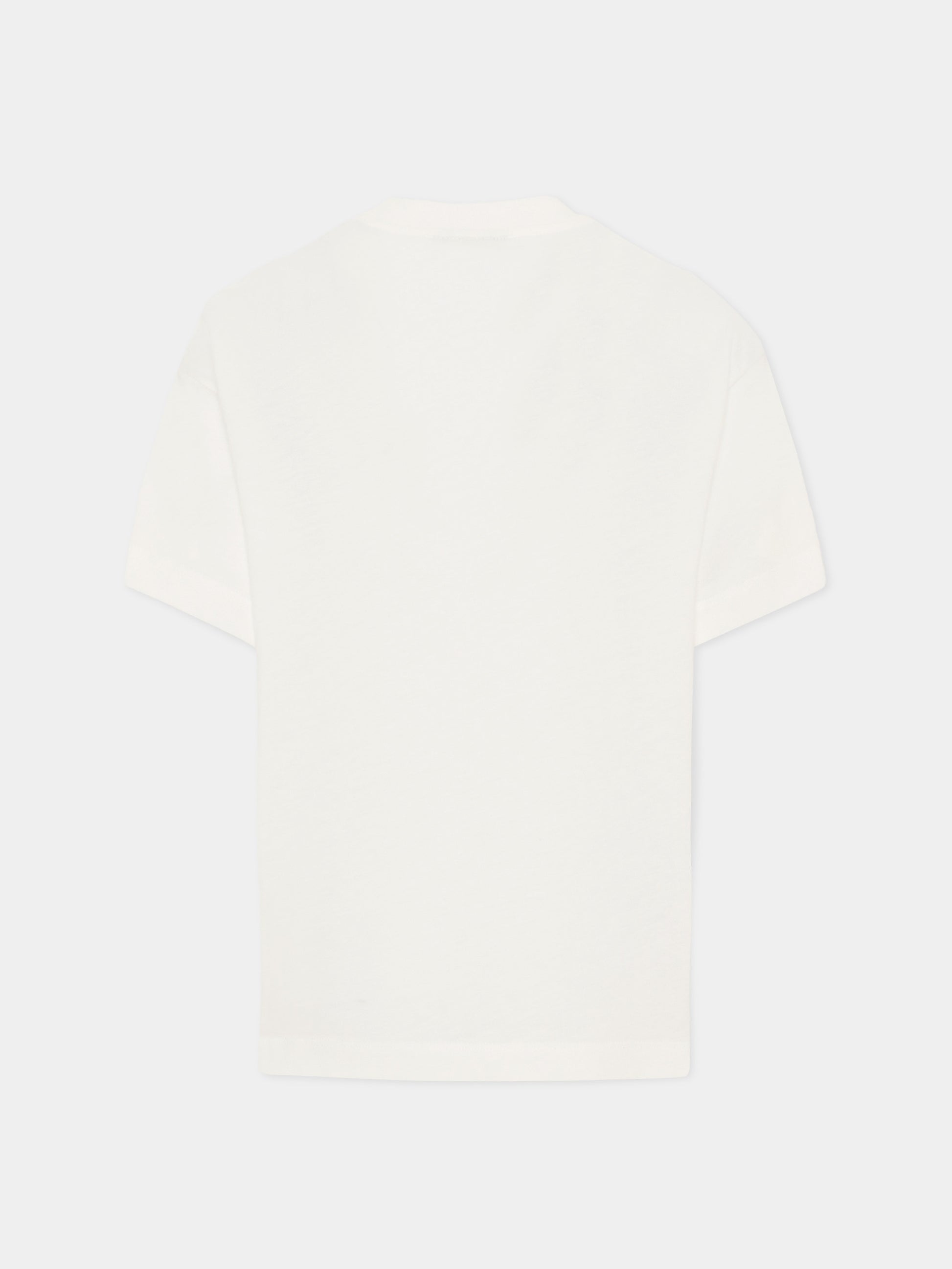 T-shirt avorio per bambino con logo,Fendi Kids,JMI504 7AJ F1UVR