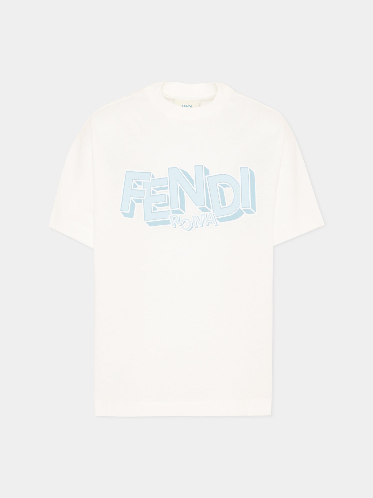 T-shirt bianca per bambino con logo,Fendi Kids,JMI504 7AJ F1UVS