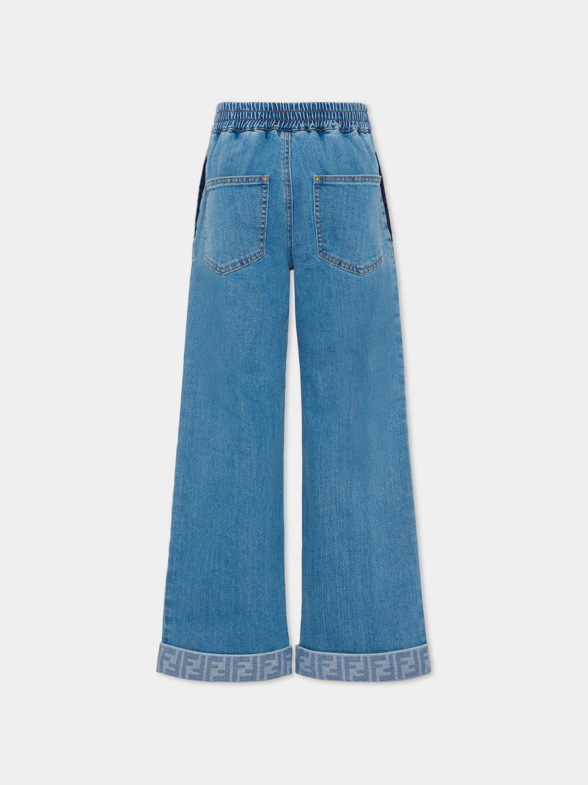 Jeans denim per bambini con FF,Fendi Kids,JUF169 AVVU F0QG0