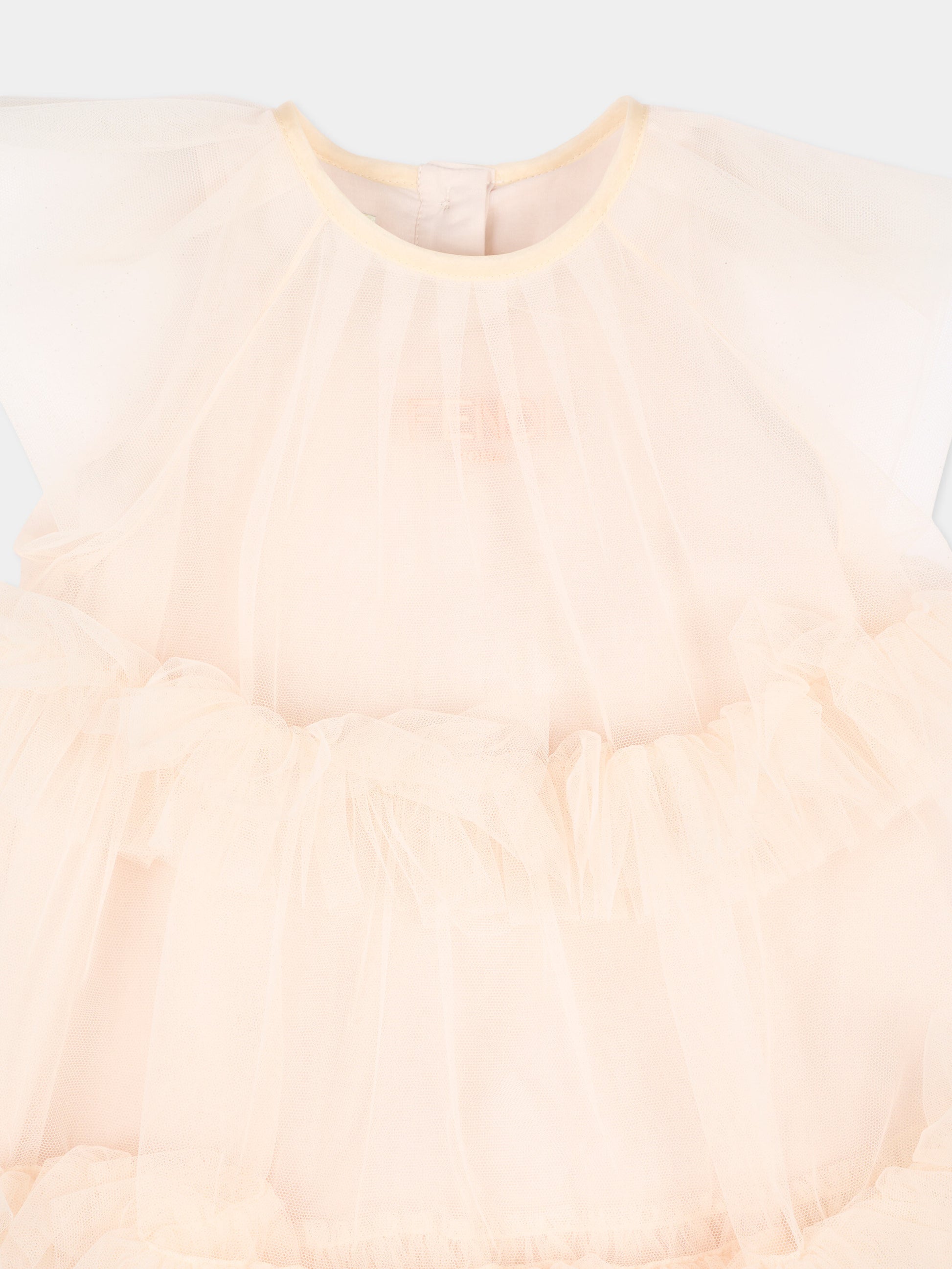 Abito rosa in tulle per neonata,Fendi Kids,BFB600 AEXX F0MXV