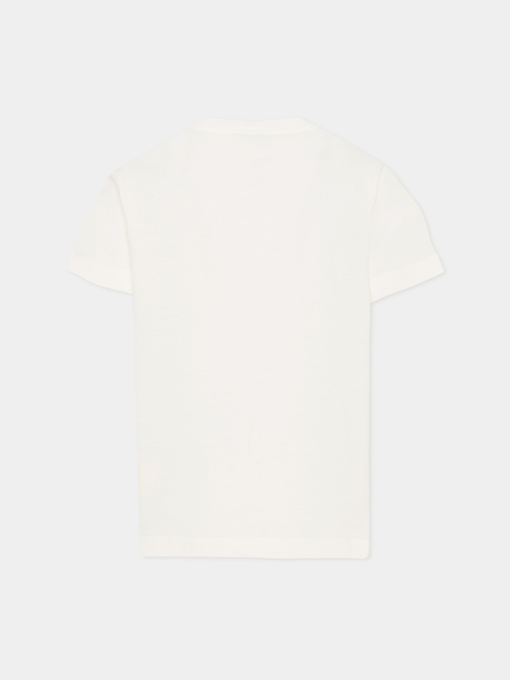 T-shirt avorio per bambino con polpo e FF,Fendi Kids,JMI505 7AJ F0TU9