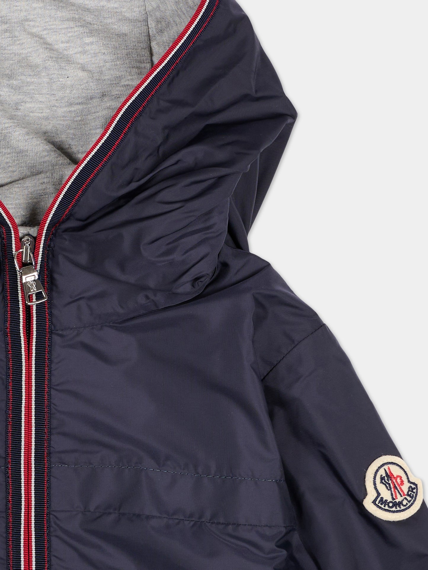 Giacca a vento Anton blu per neonati con logo,Moncler Kids,L1951 1A00022 53A5E 742