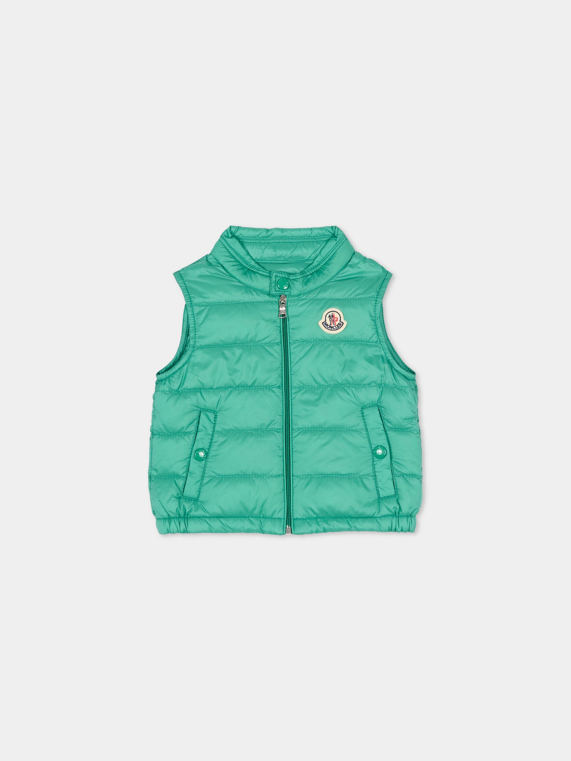Gilet New Amaury verde per neonato con logo,Moncler Kids,L1951 1A00023 597YF 845