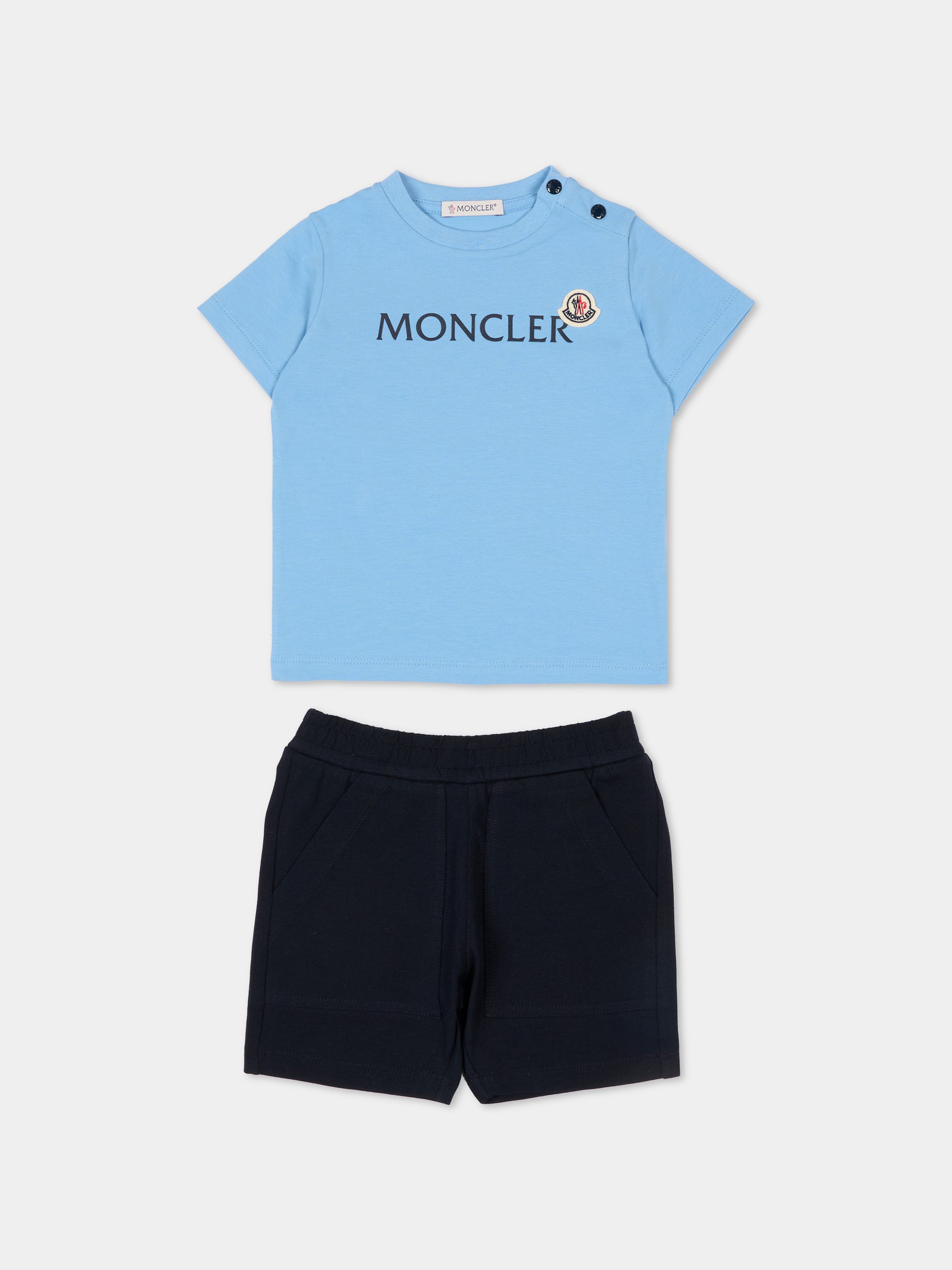 Completo azzurro per neonato con logo,Moncler Kids,L1951 8M00009 89AUM F77